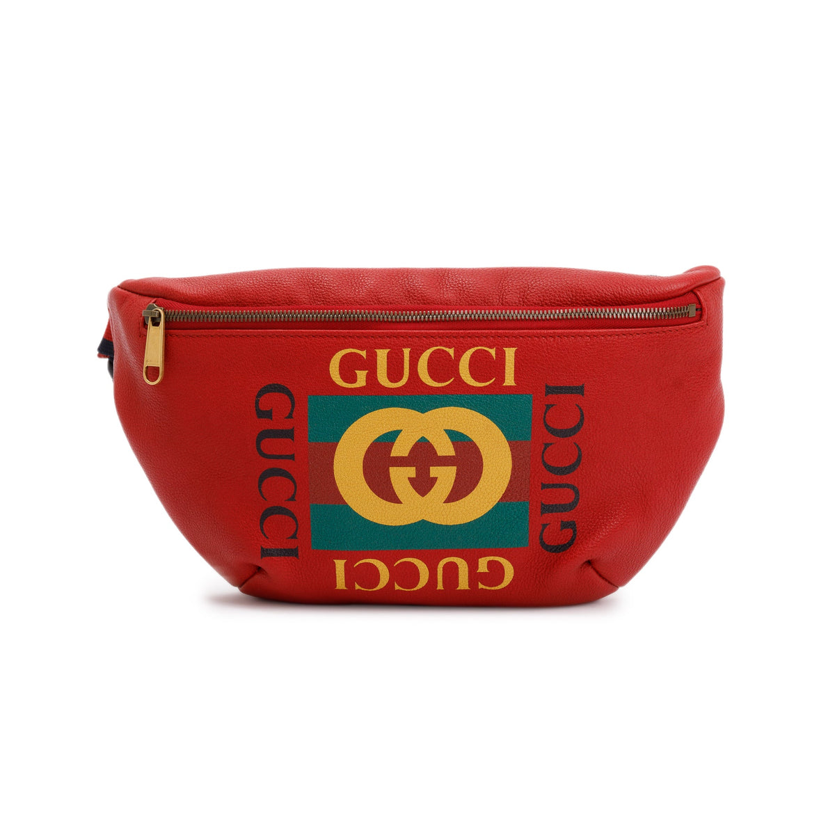 Gucci Large Red Calfskin Leather Logo Print Belt Bag – Oliver 