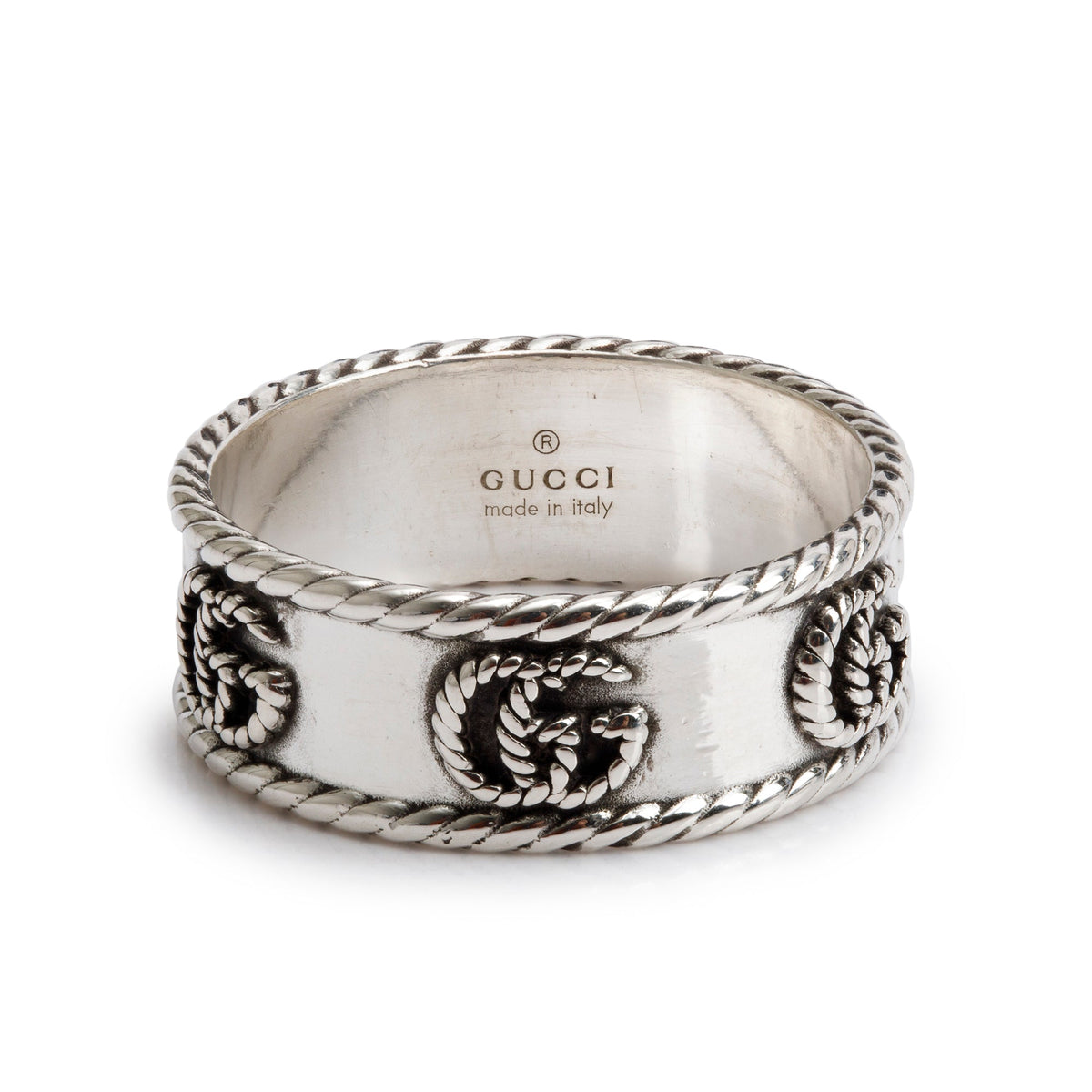 Gucci buying Womens Ring Double G Size 15 Sterling Silver Made in Italy