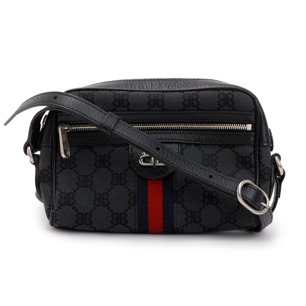 Gucci X Balenciaga The Hacker Project Black BB Canvas Web Mini