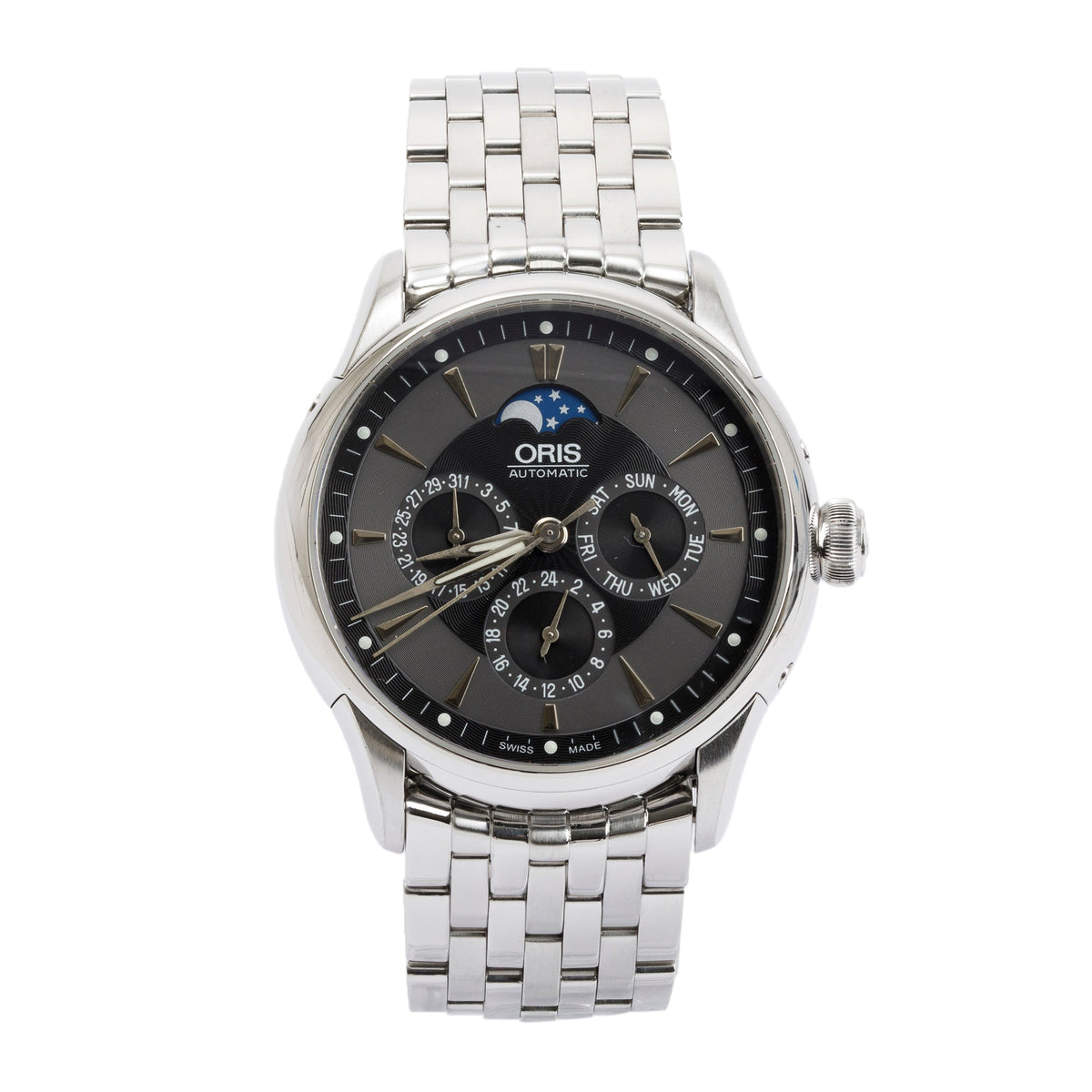 Oris Stainless Steel Artelier Complication 2007 GMT 40 MM Moonphase Au