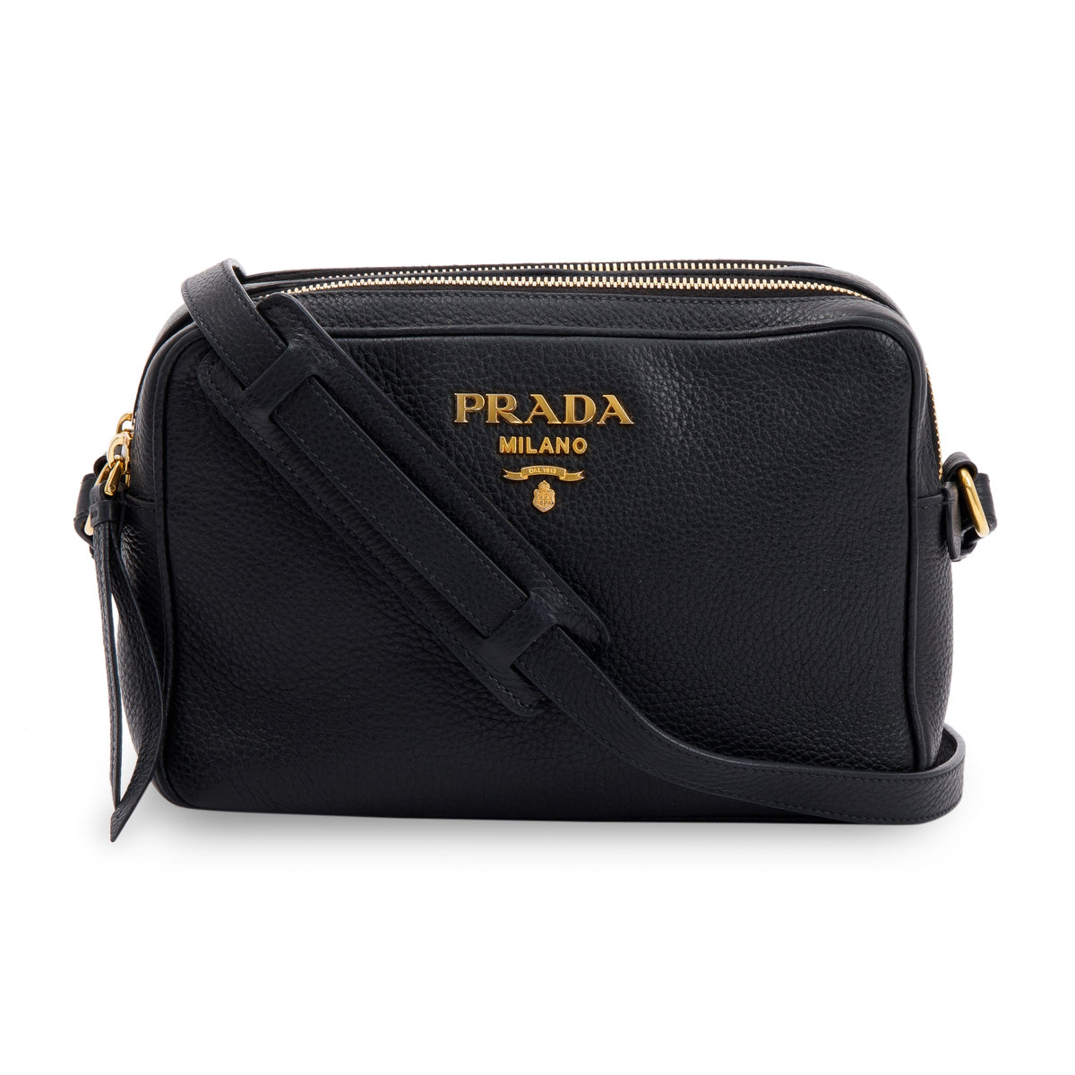 Prada Grey Vitello Daino Double Zip Camera Bag QNBJXUABEB004