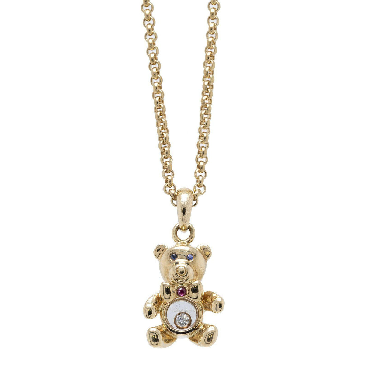 Chopard 18k Gold Happy Diamonds Teddy Bear Pendant Necklace Oliver Jewellery