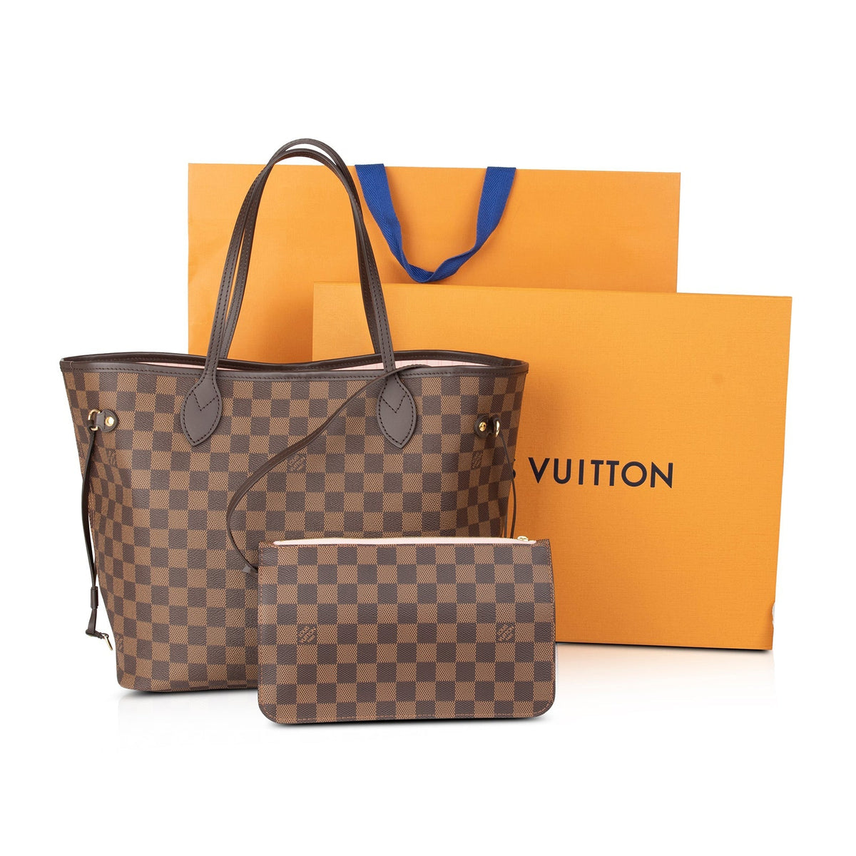 Louis Vuitton Neverfull MM in Damier Ebene with Rose Ballerine interior