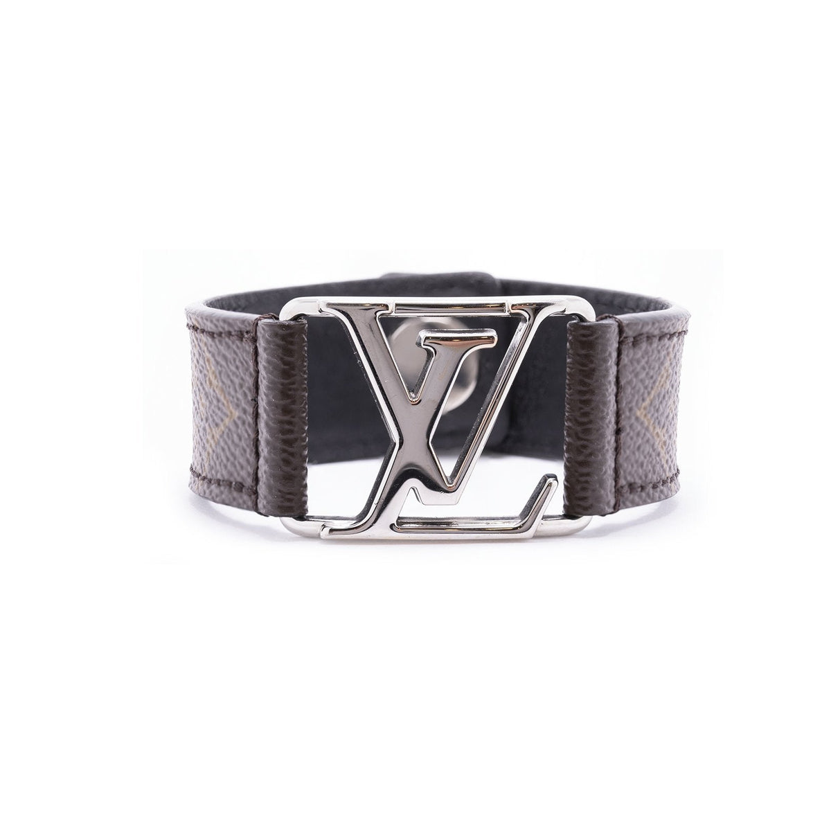 Louis Vuitton Hockenheim Monogram Canvas Silver Tone Bracelet