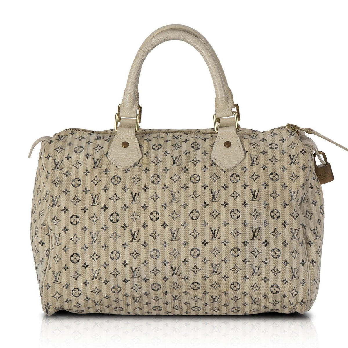 Louis Vuitton White Canvas Monogram Mini Lin Speedy 30 Handbag