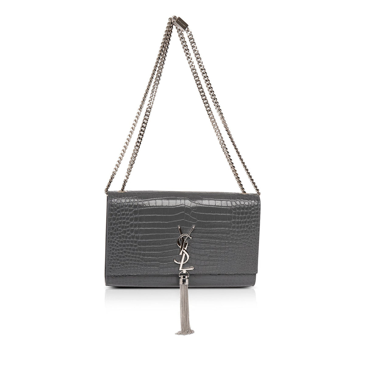 Kate Medium YSL Croc-Embossed Crossbody Bag