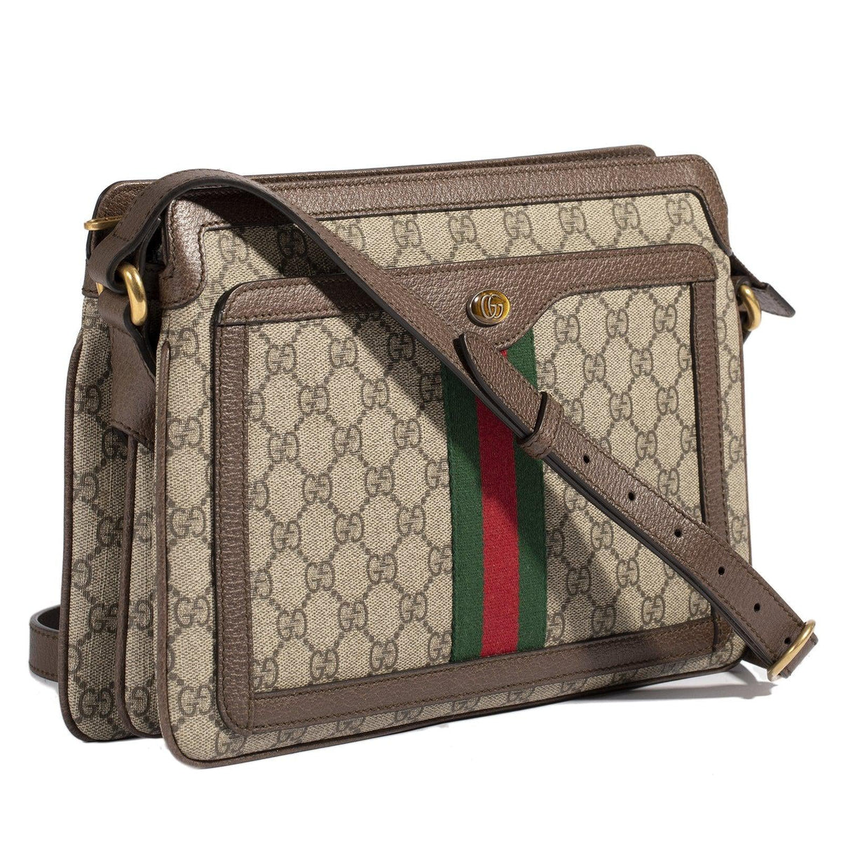 Gucci - Ophidia Medium Leather-Trimmed Monogrammed Coated-Canvas Messenger  Bag - Brown Gucci