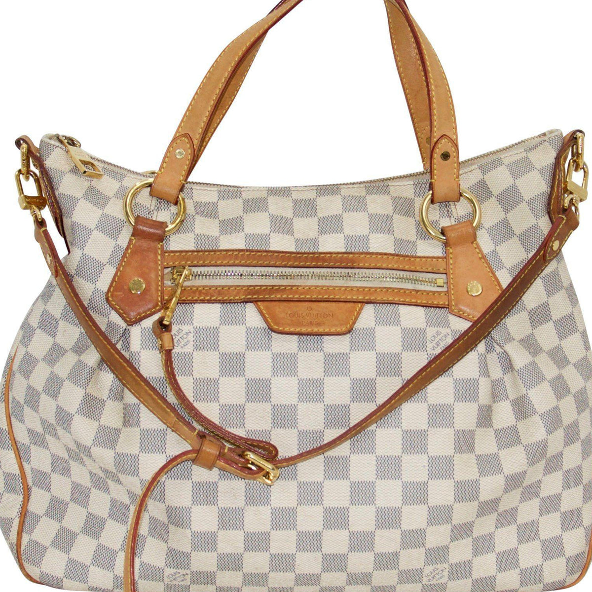 LOUIS VUITTON Evora MM Damier Azur Tote Shoulder Bag Excellent