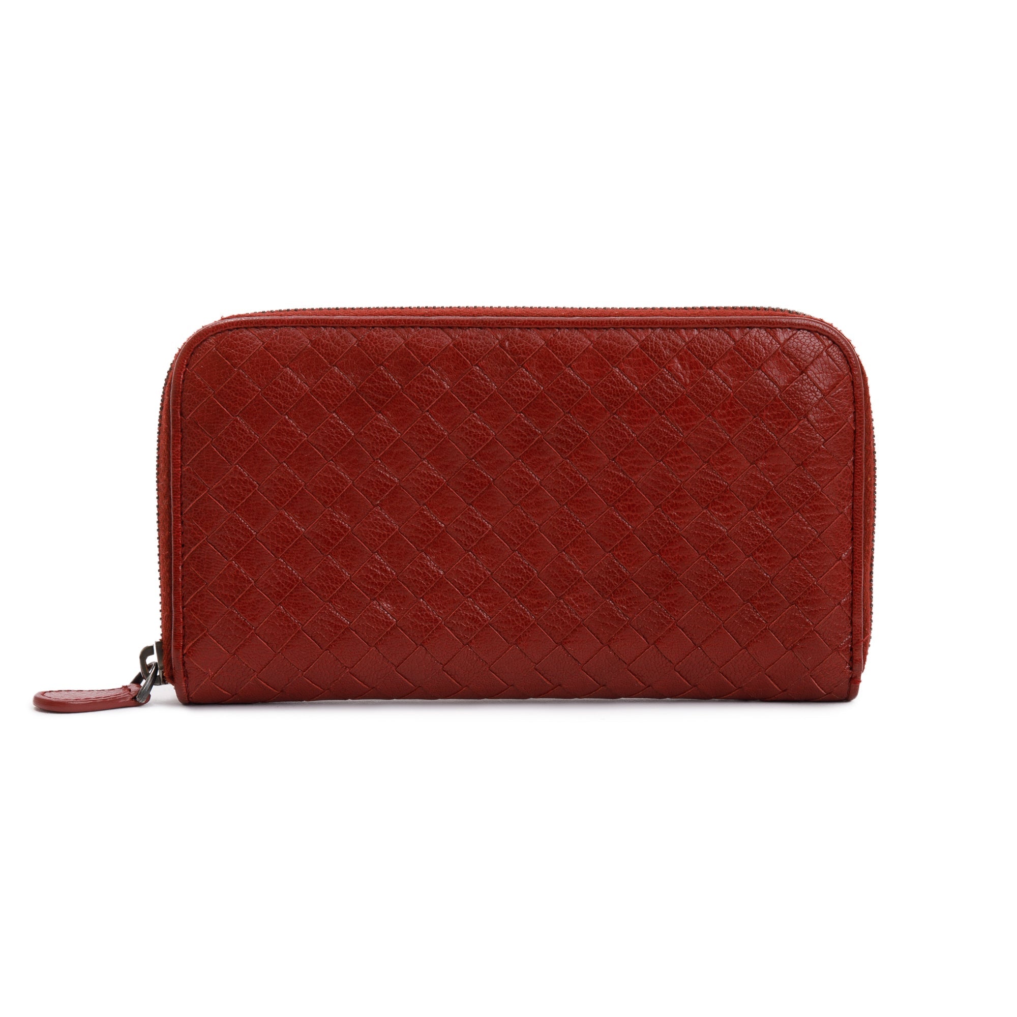 Bottega Veneta Red Intrecciato Leather Zip Around Wallet Oliver Jewellery