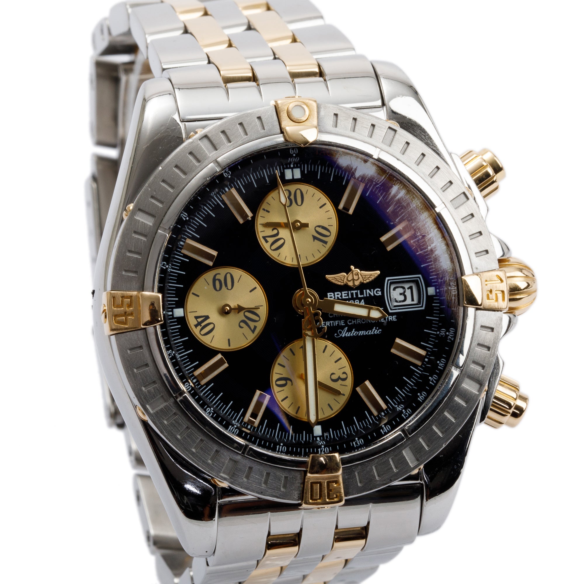 Breitling Stainless Steel 18k Yellow Gold Chronomat Evolution 44 mm Oliver Jewellery