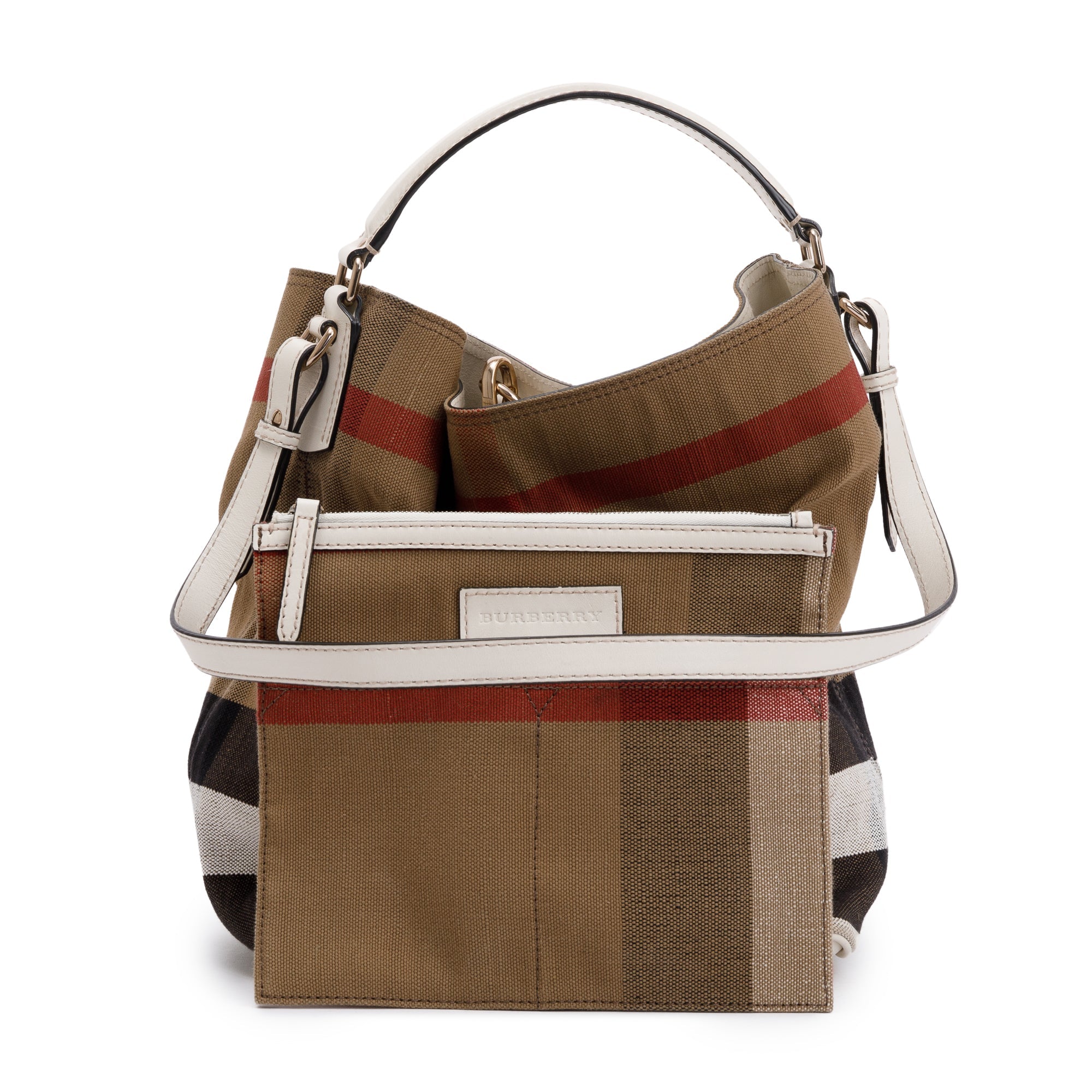 Burberry House Check Susanna Bucket Bag w/ Strap & Pouch