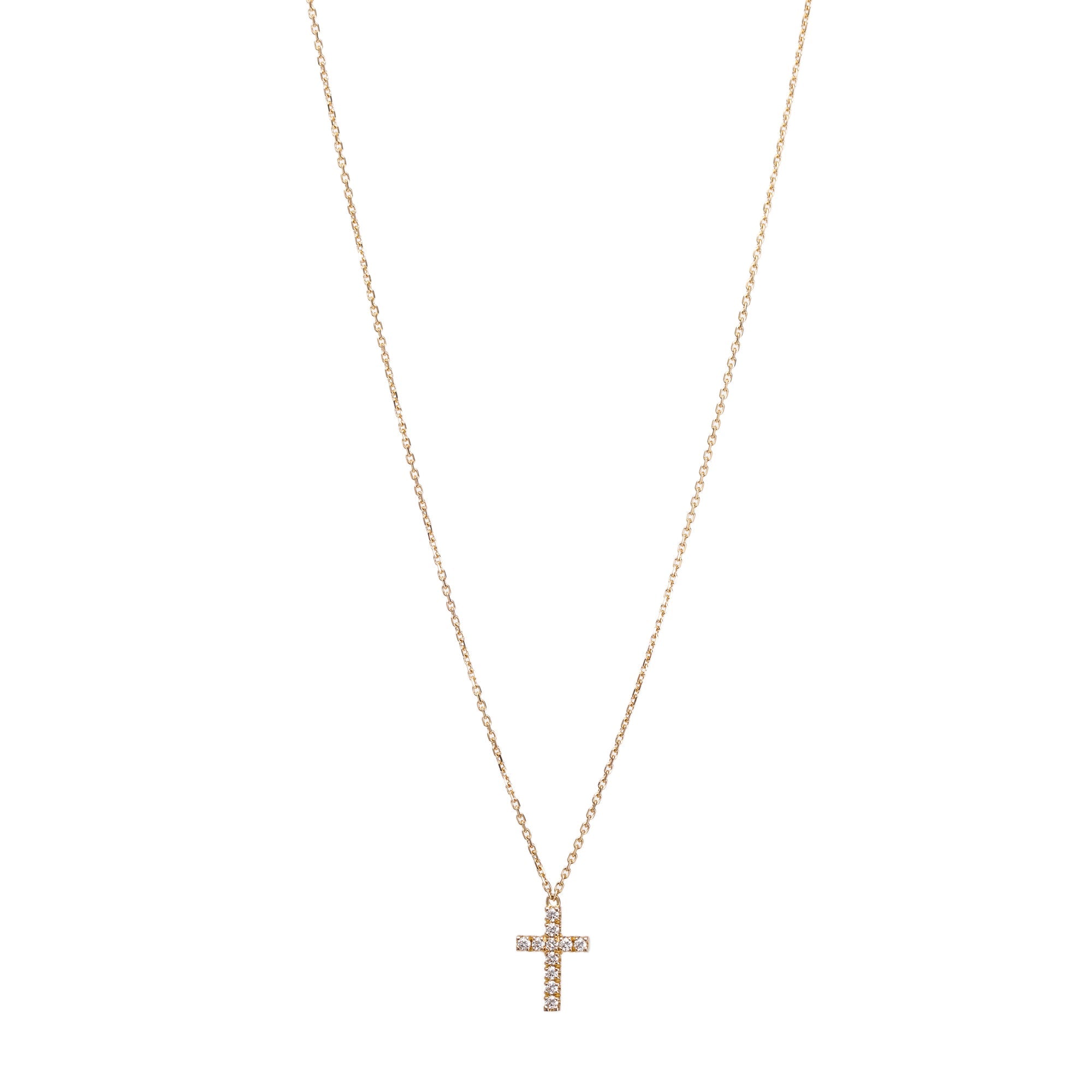 Cartier 18k Rose Gold Diamond Mini Cross Pendant Necklace Oliver