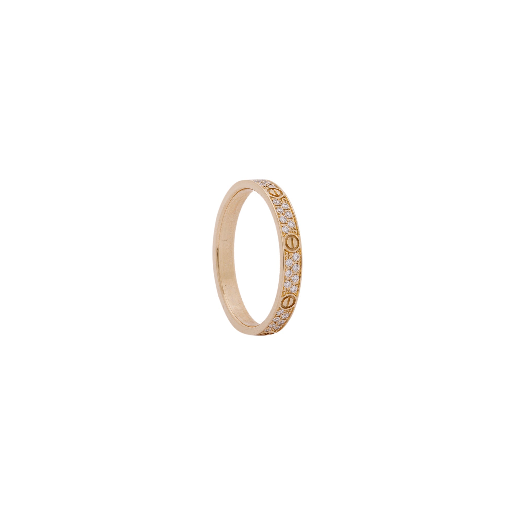 Cartier 18k Yellow Gold Pave Diamond Love Ring, Small Model w/ Box, Re ...