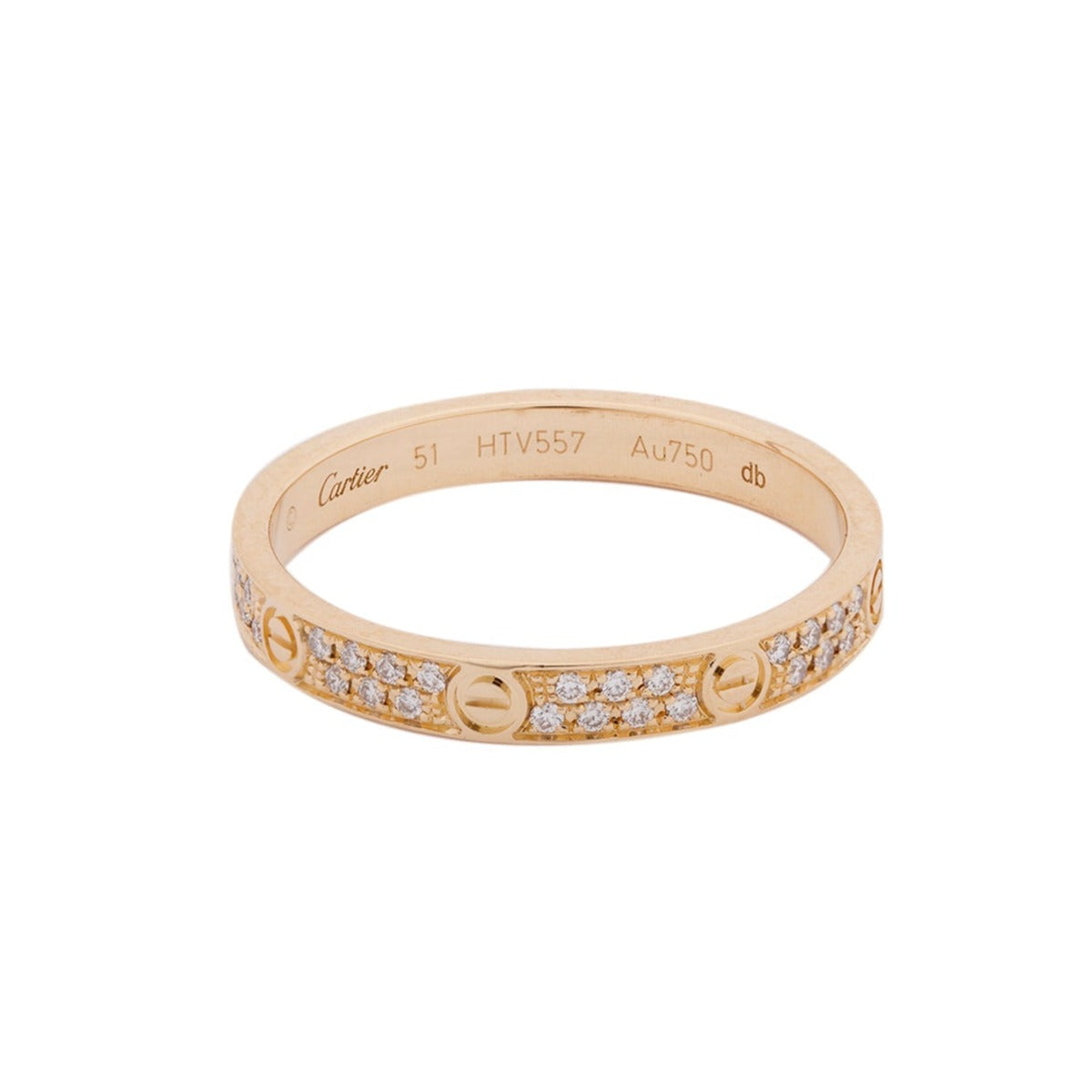 Cartier 18k Yellow Gold Pave Diamond Love Ring Small Model