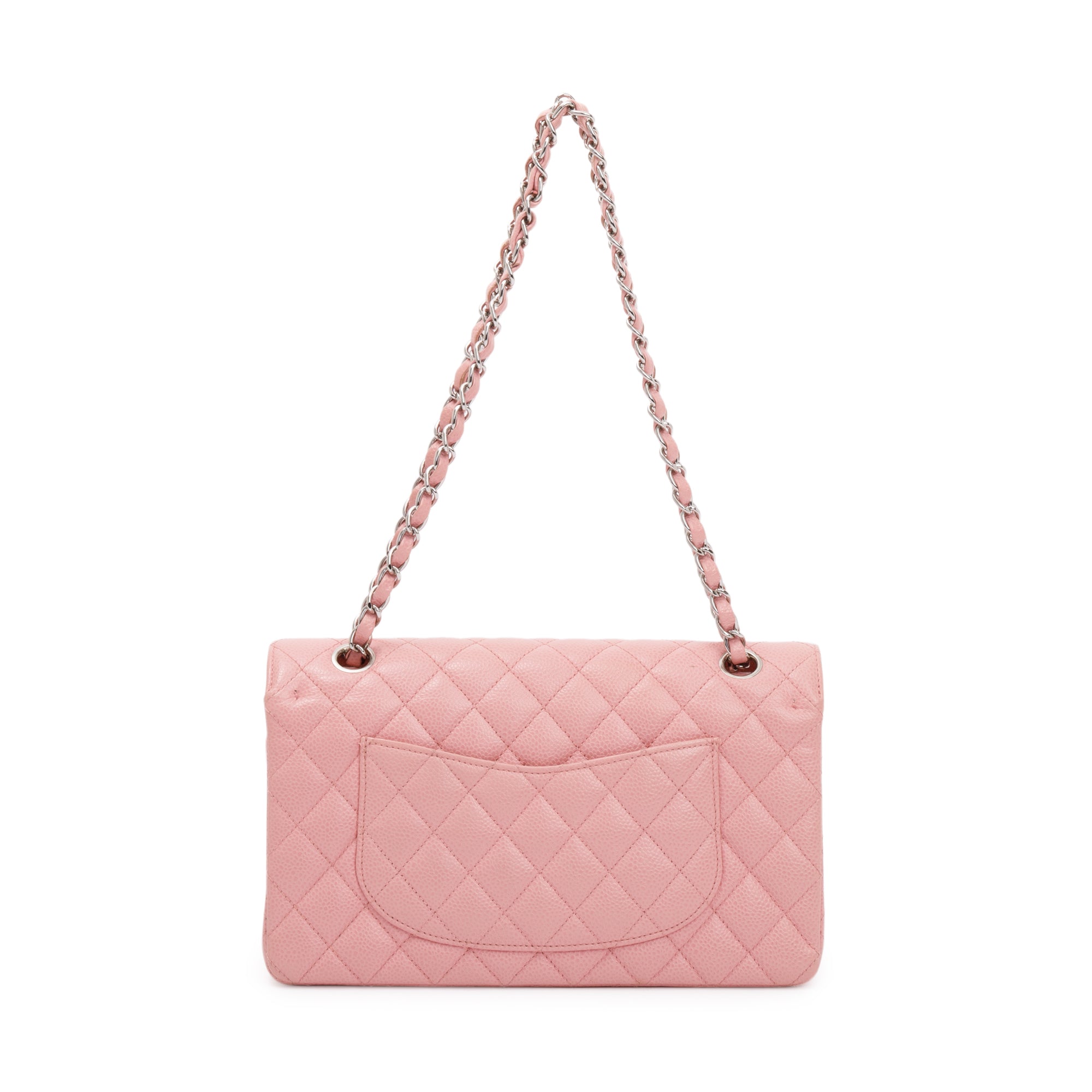 Pink chanel classic sale caviar flap bag