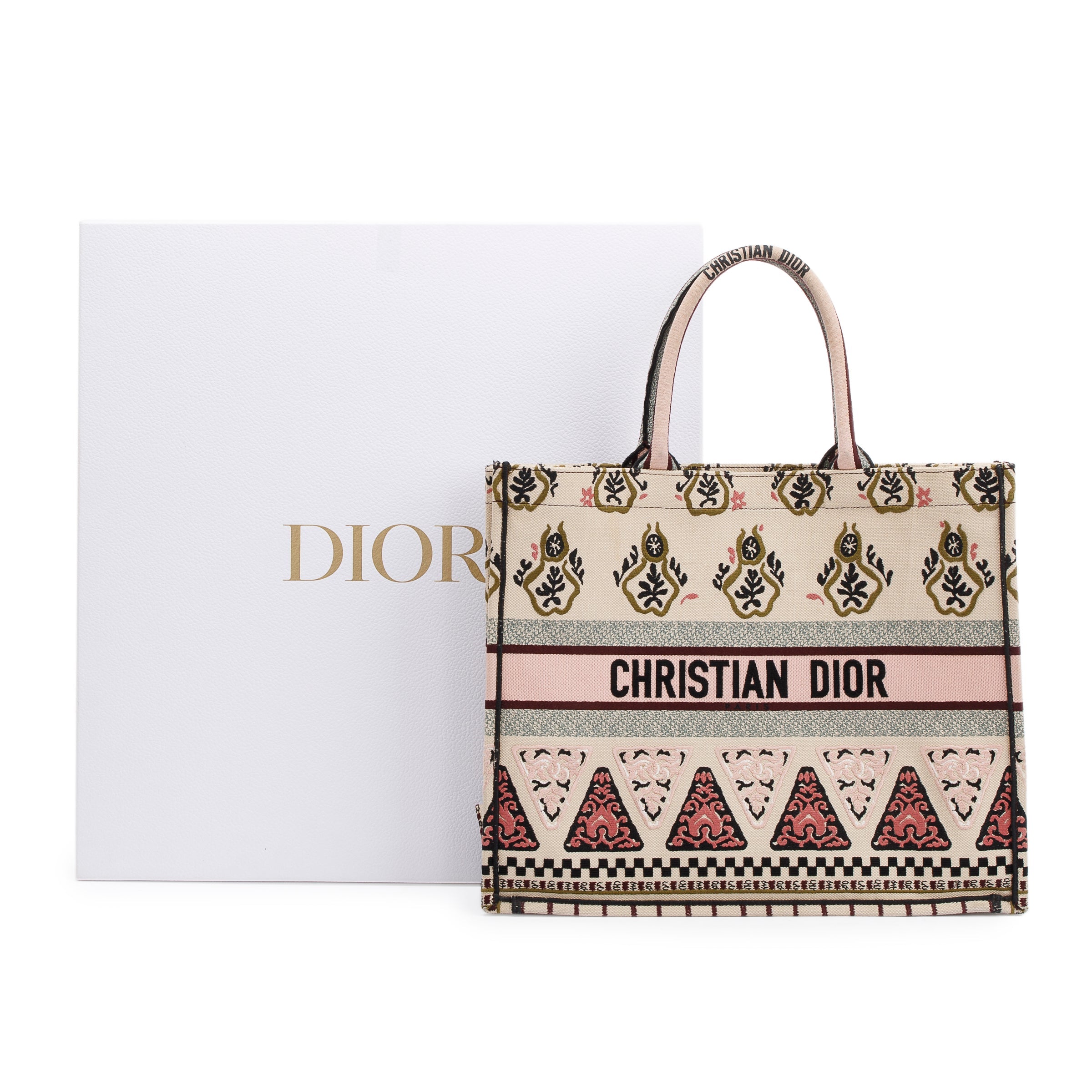 Dior embroidered canvas book hotsell tote bag