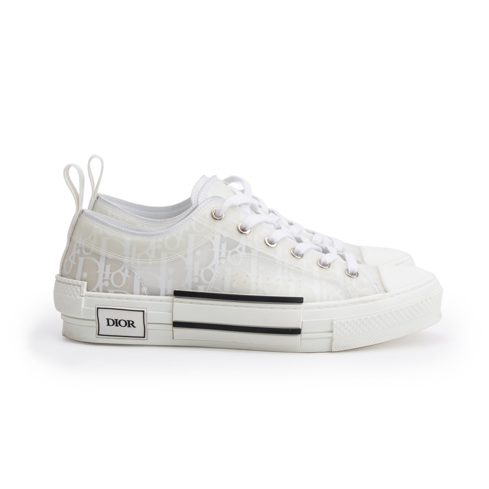 Christian Dior White Oblique Transparent Canvas B23 Low Sneakers Size 40 w Box