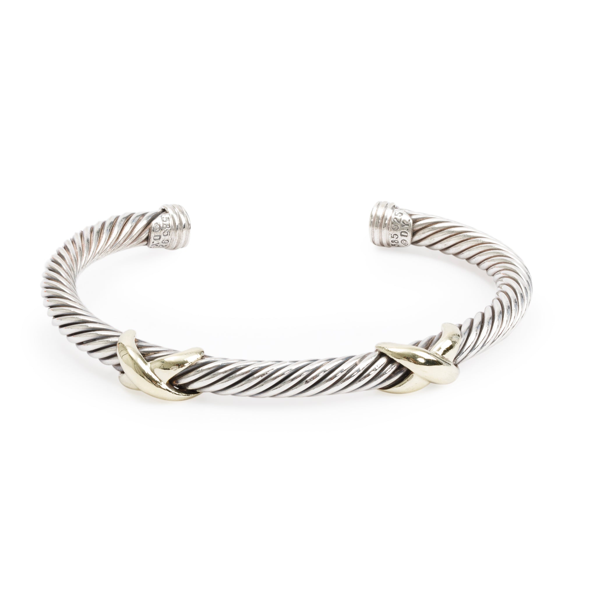 Sterling Silver Double X Cable Bracelet w/ 14k Gold popular