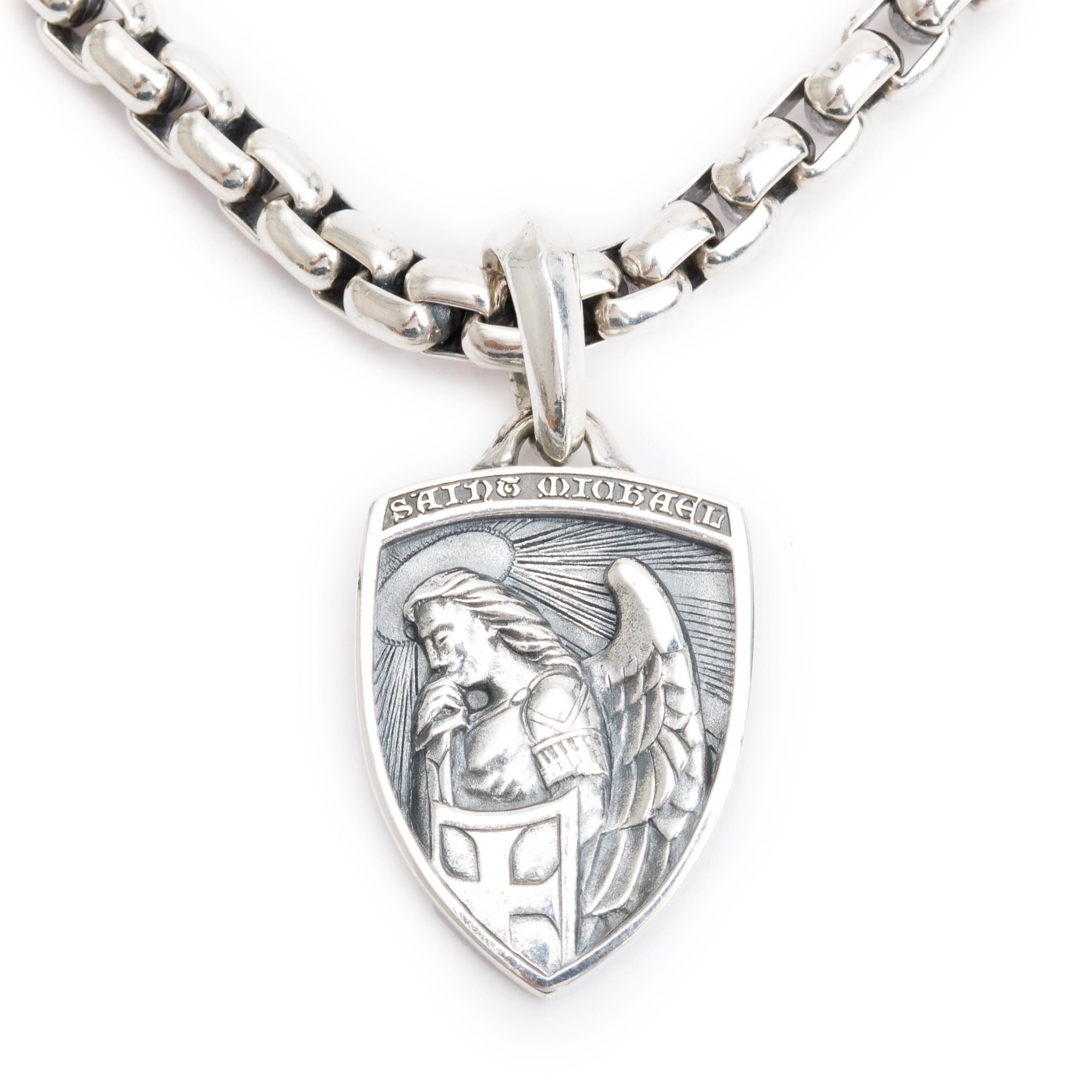 David Yurman Men's newest Saint Michael Sterling Silver Pendant Amulet