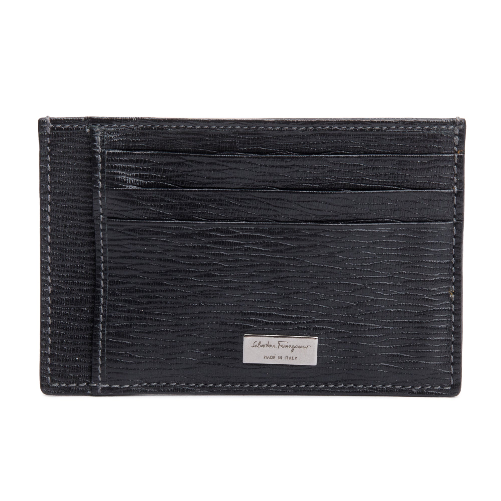 Ferragamo Black Calfskin Leather Revival Card Holder Oliver Jewellery