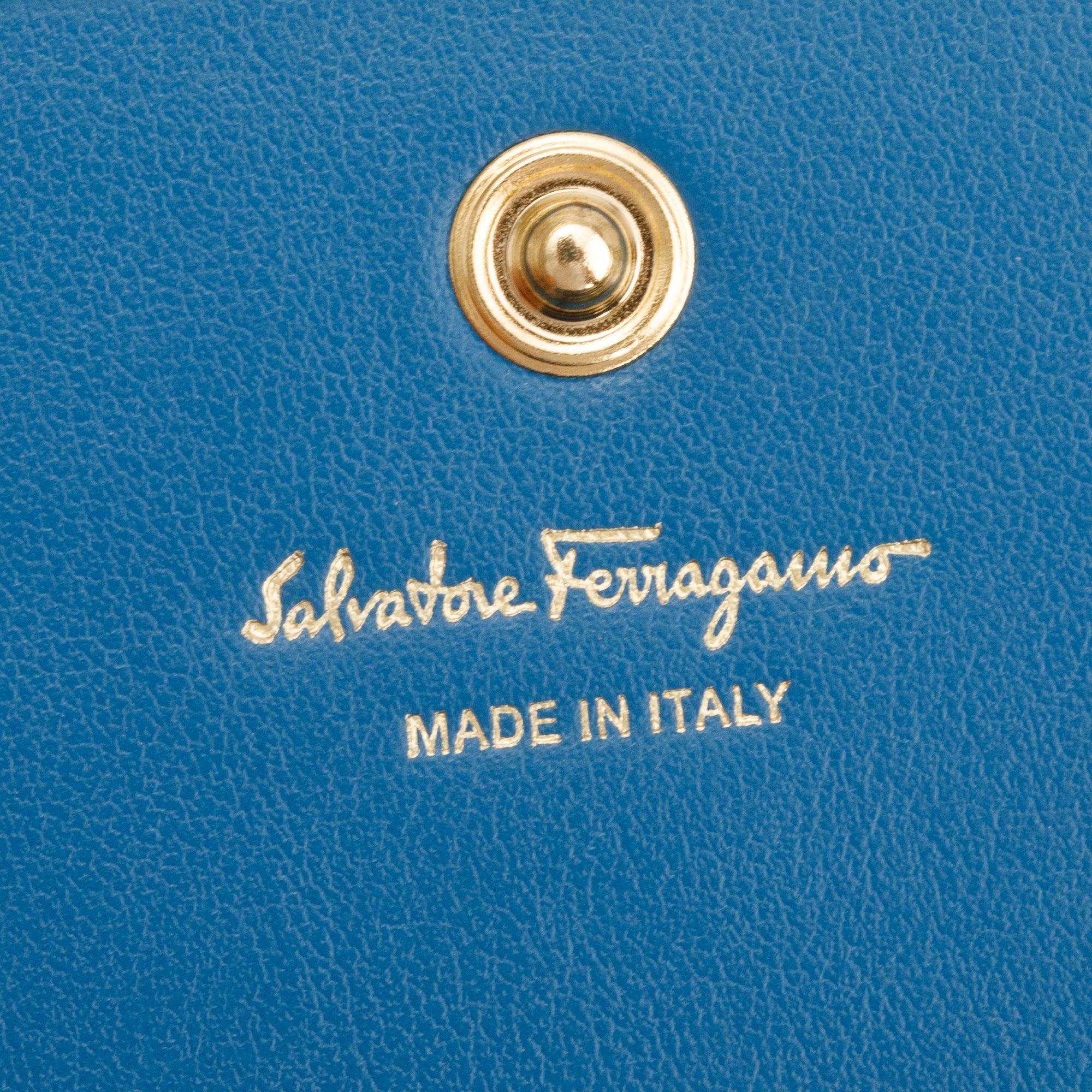 Blue ferragamo wallet best sale