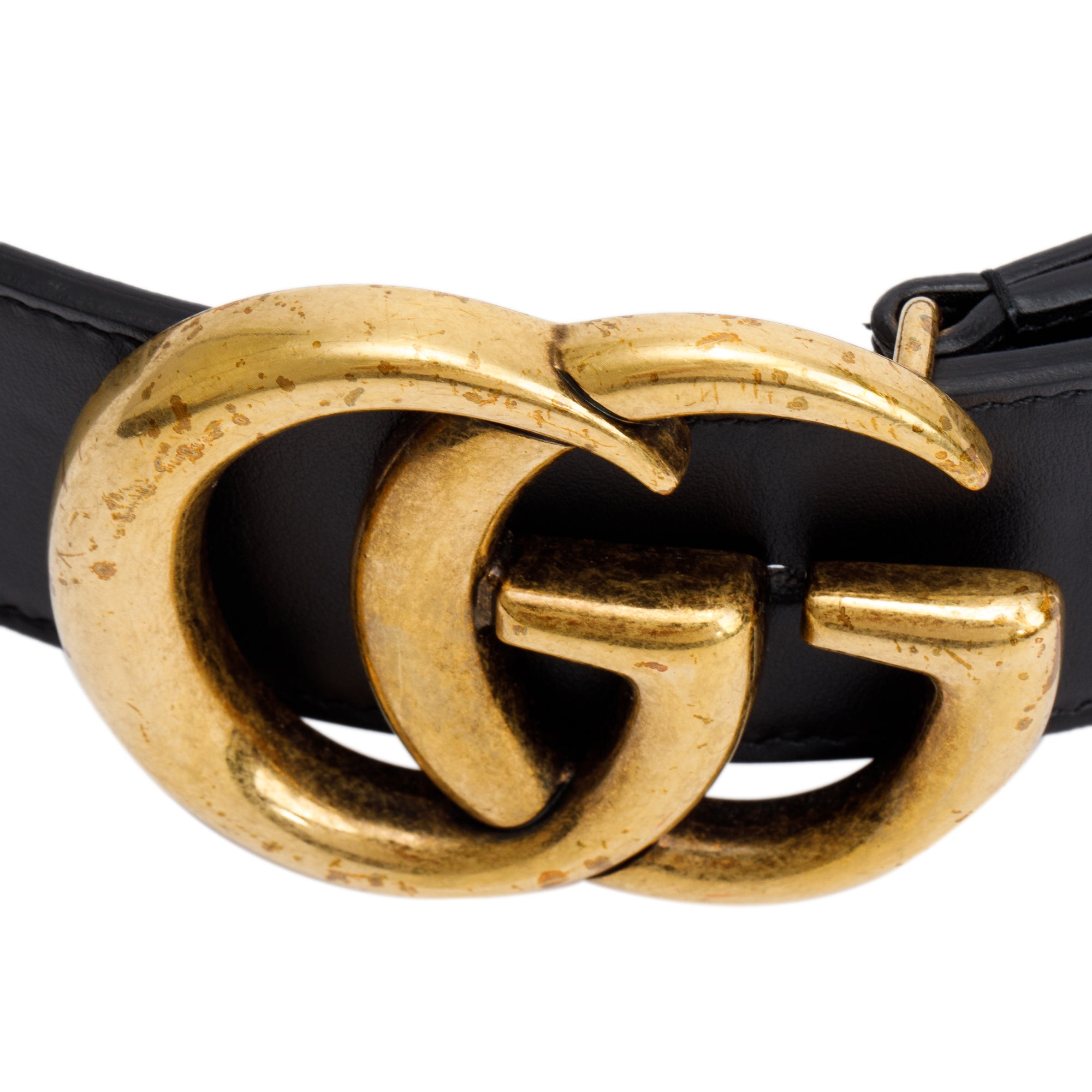 Gucci Beige GG Supreme Black Leather Double G Wide Belt 75 30 w Box Oliver Jewellery