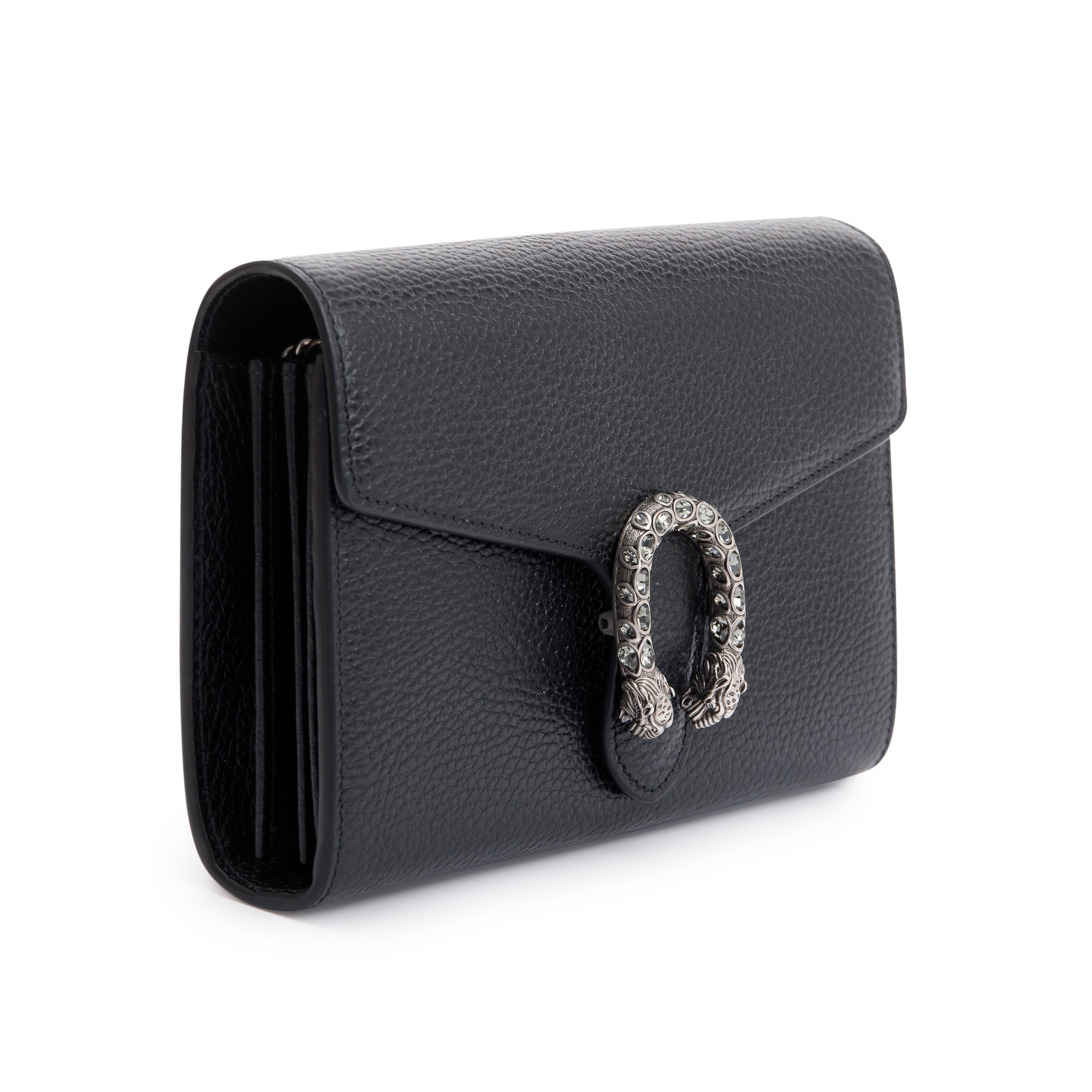 Gucci Black Calfskin Leather Mini Dionysus Chain Wallet