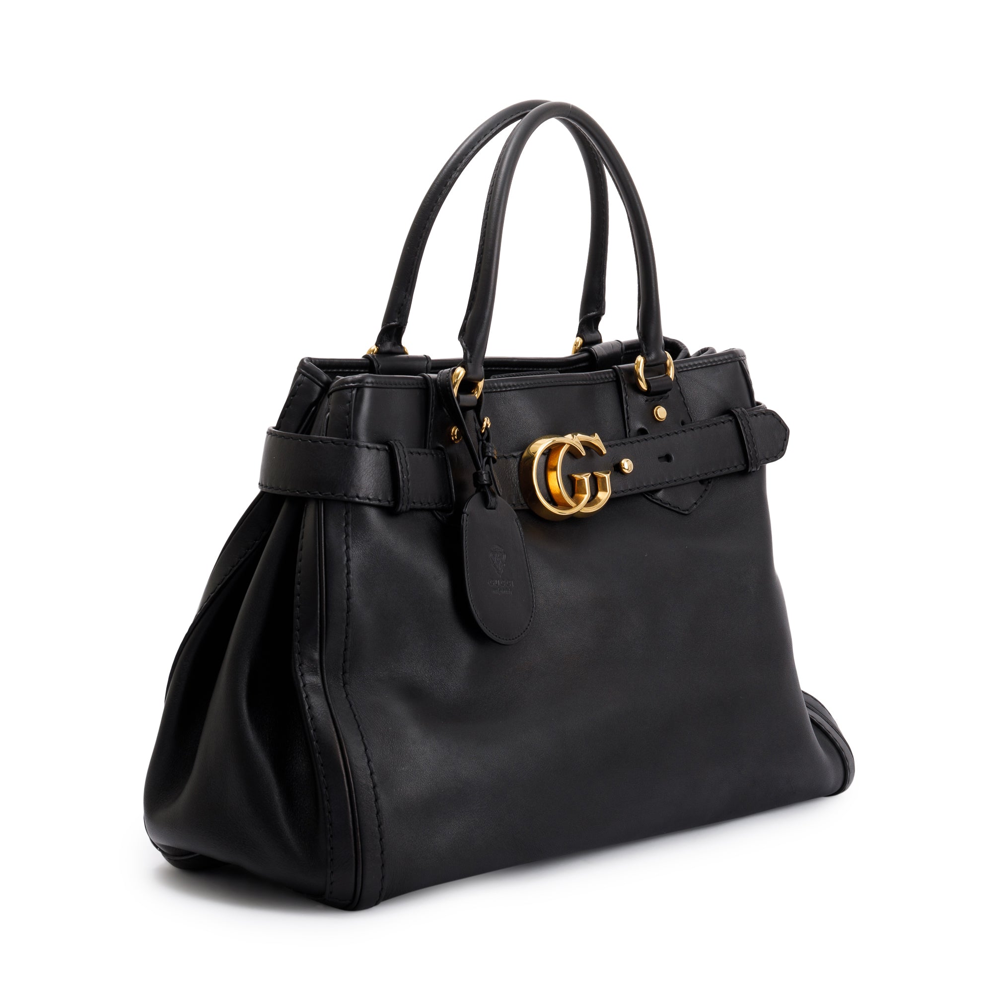 Gucci Black Leather Large GG Running Tote