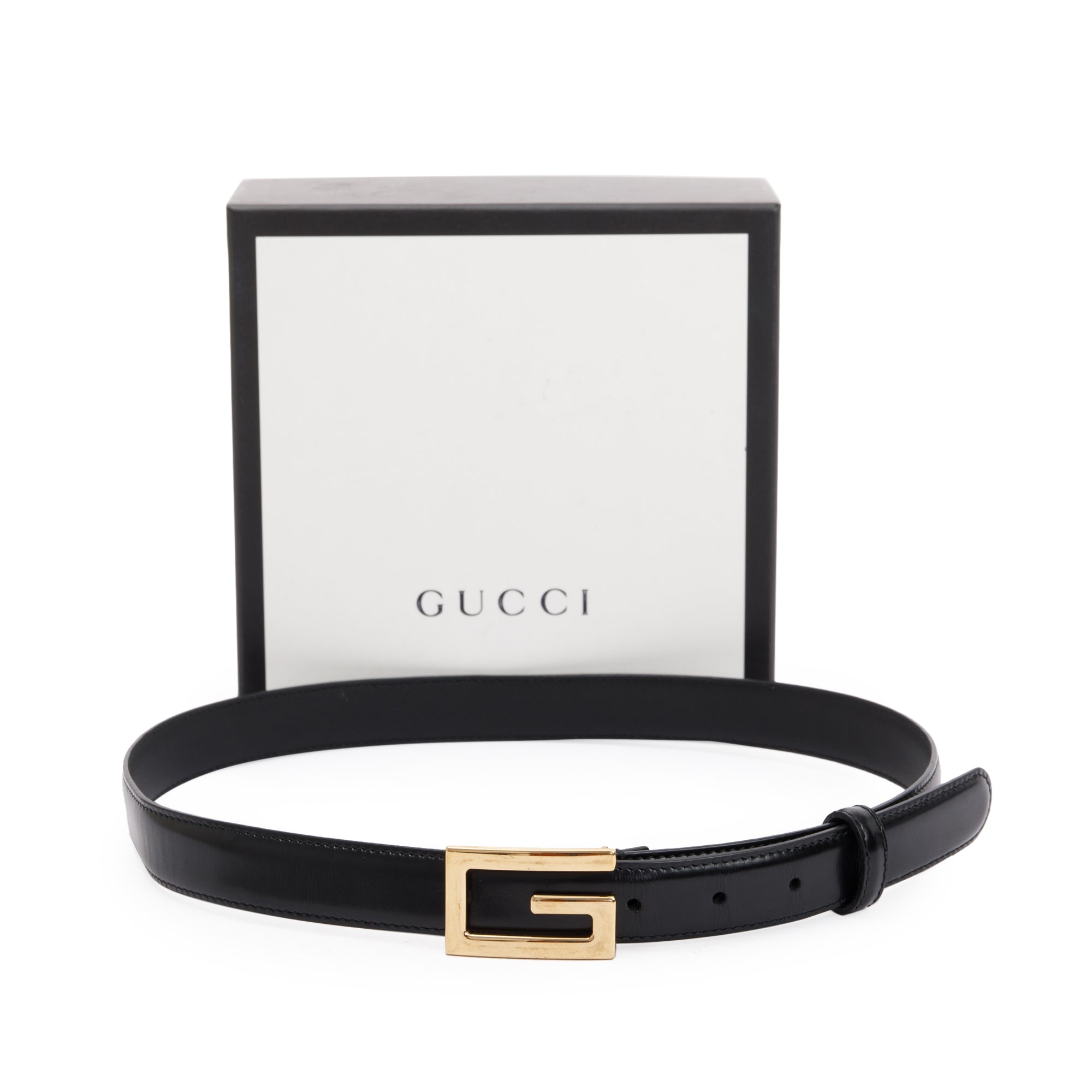 Gucci Black Leather Reversible Belt with Square G Buckle 80 32 w/ Box