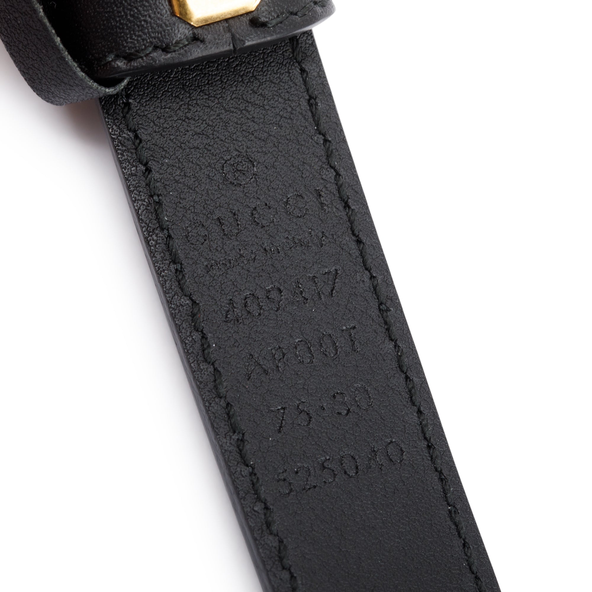 Gucci Black Leather Thin Belt with Double G Buckle, 75 30 w/ Box