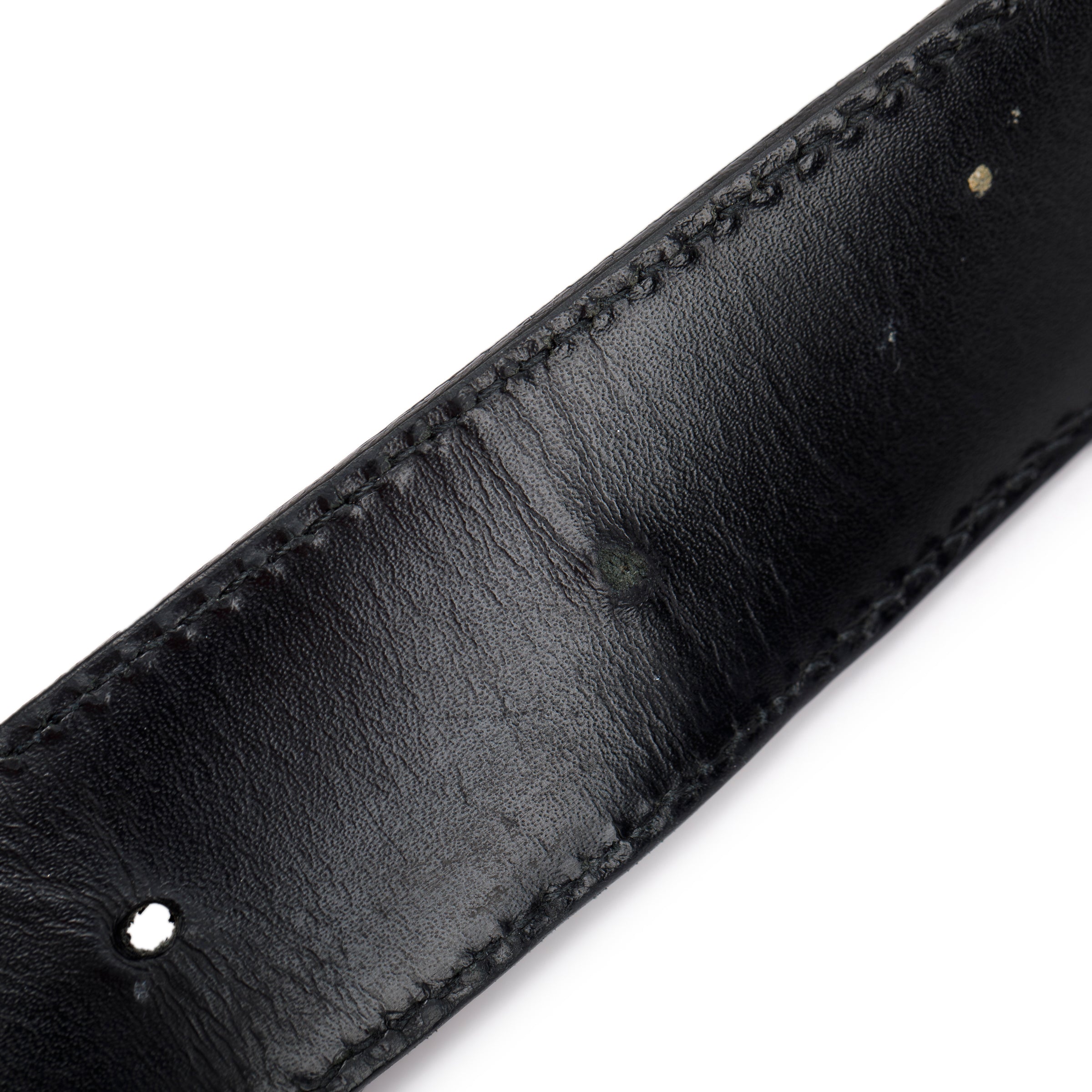 Black leather belt buy with Double Buckle size 85