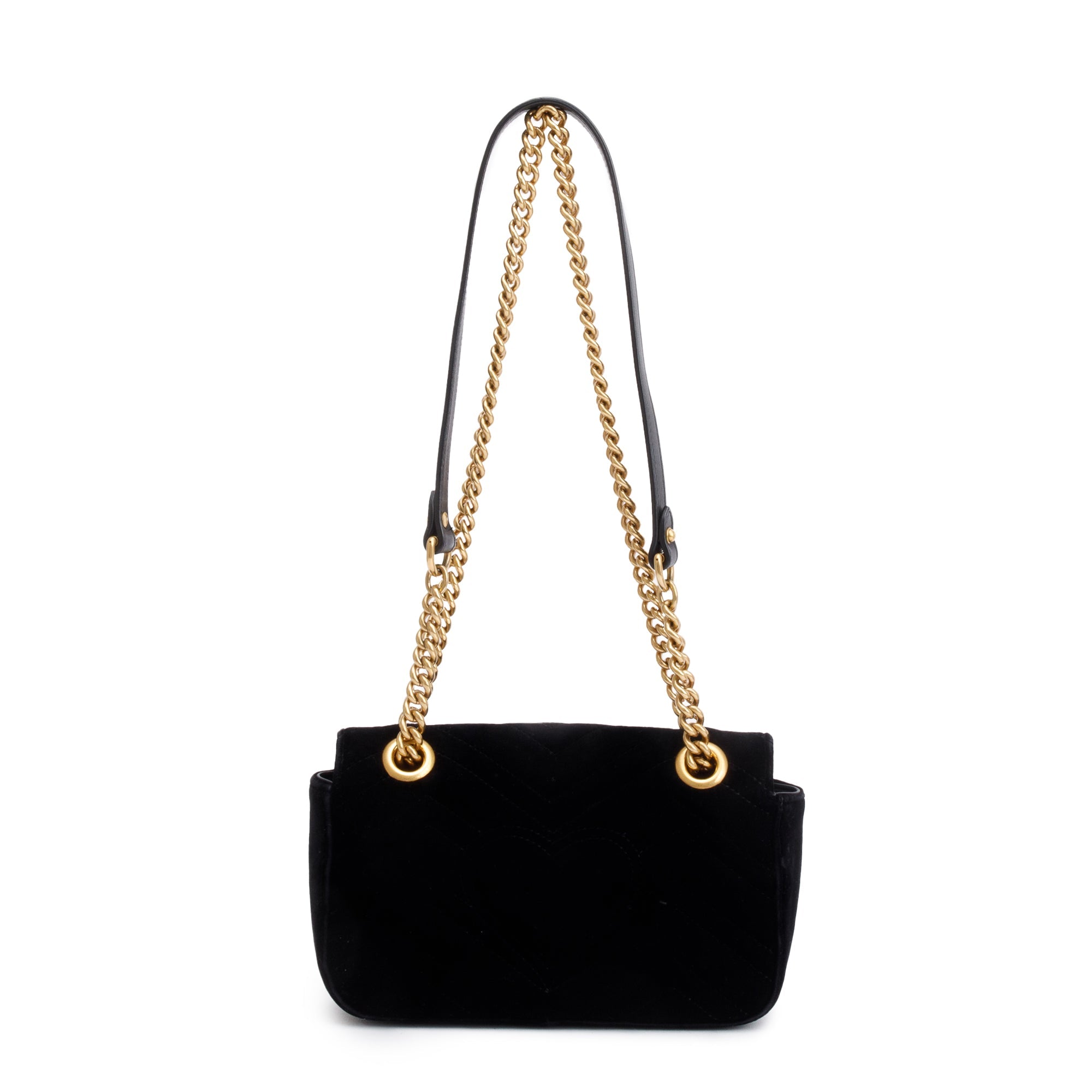 Gucci Black Velvet Matelasse GG Marmont Mini Shoulder Bag Oliver Jewellery