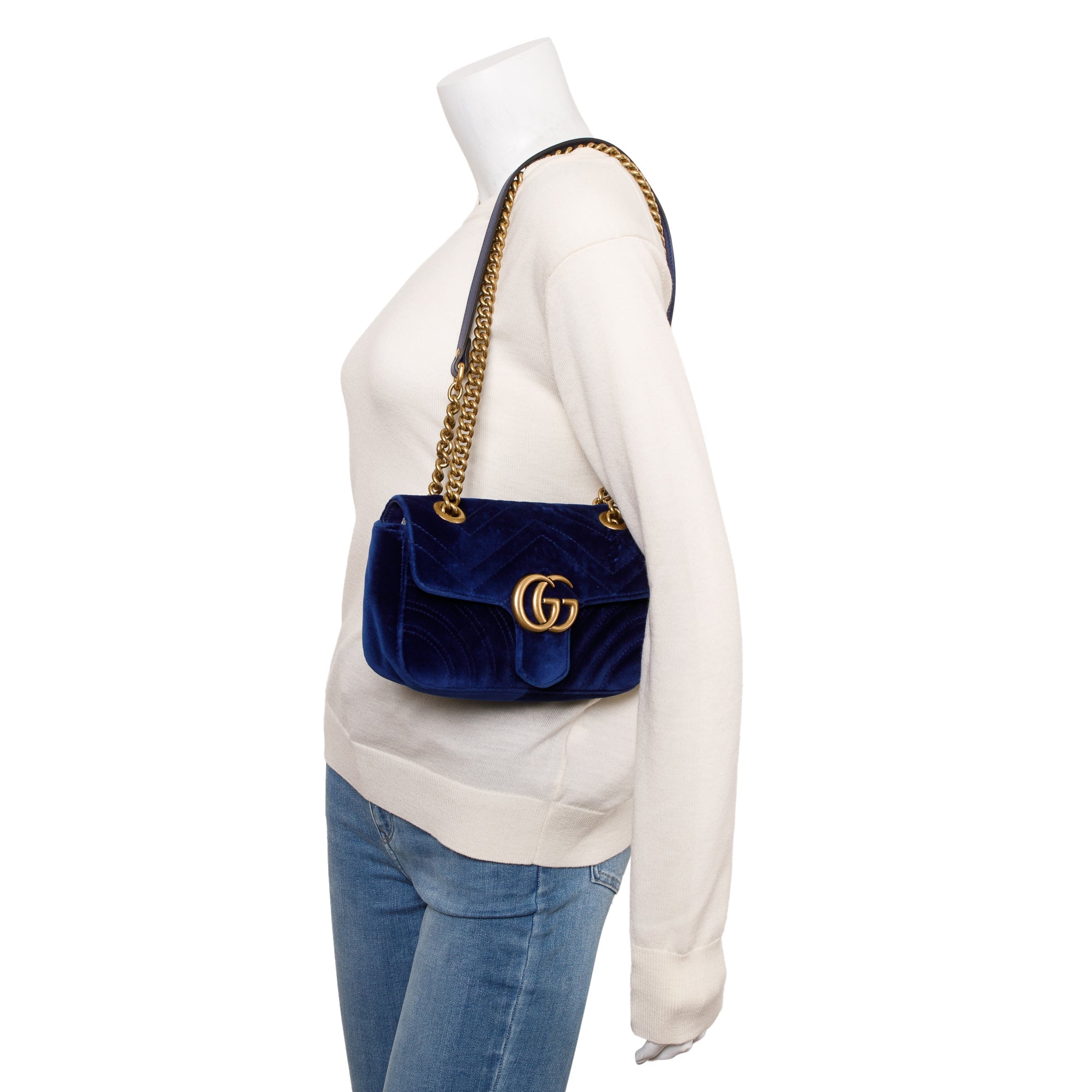 Gucci shops blue velvet marmont bag