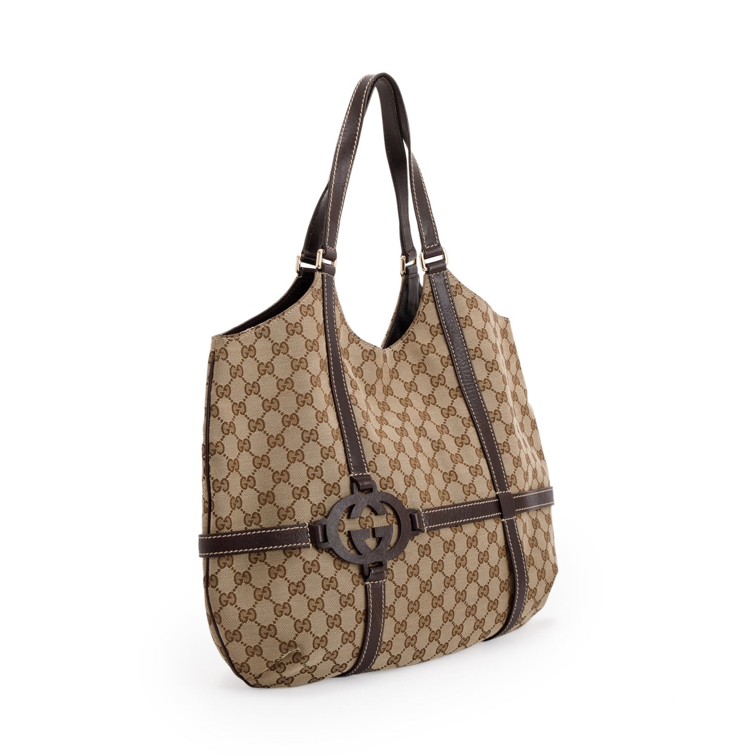 Gucci GG Canvas Shoulder Bag Brown - The Recollective