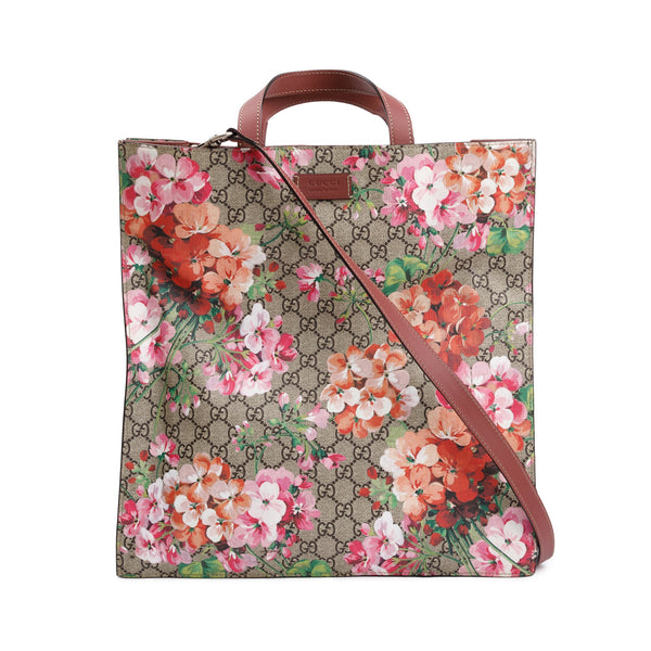 Gucci GG Supreme Blooms Canvas Soft Vertical Tote w Strap