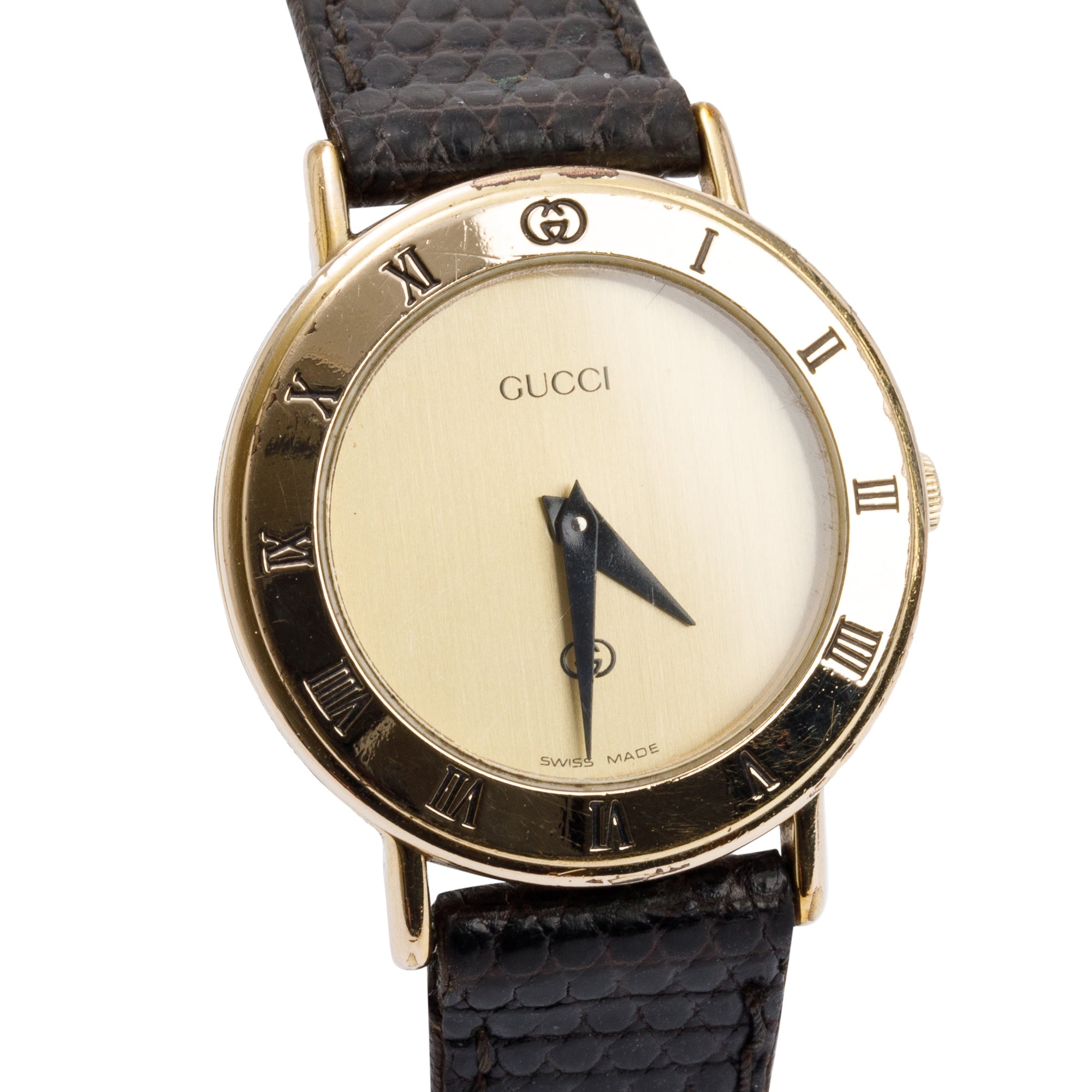 Gucci Gold Plated Stainless Steel 3000 Series 25 MM Watch – Oliver