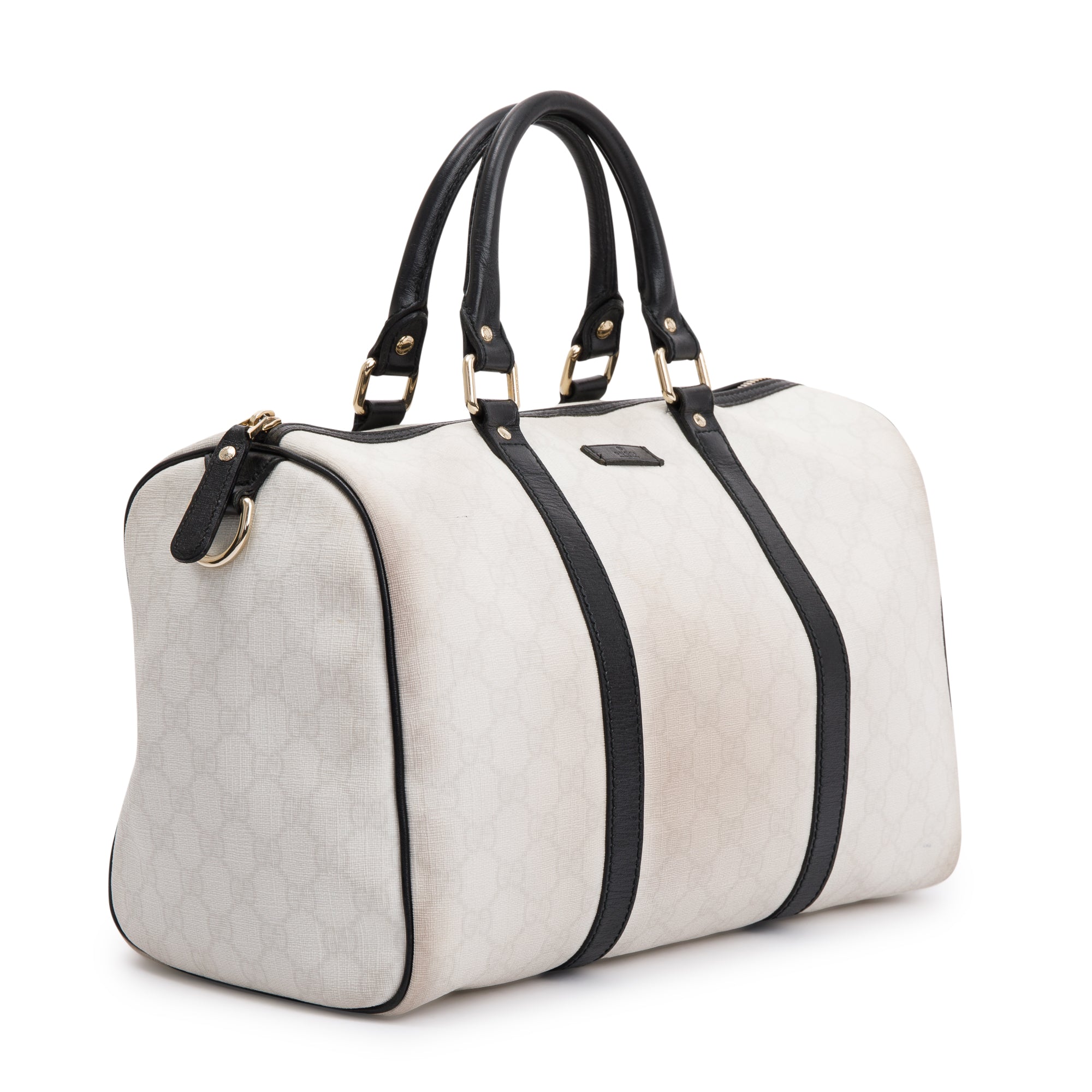 Gucci GG Supreme White Patent Leather Medium Joy Boston Bag