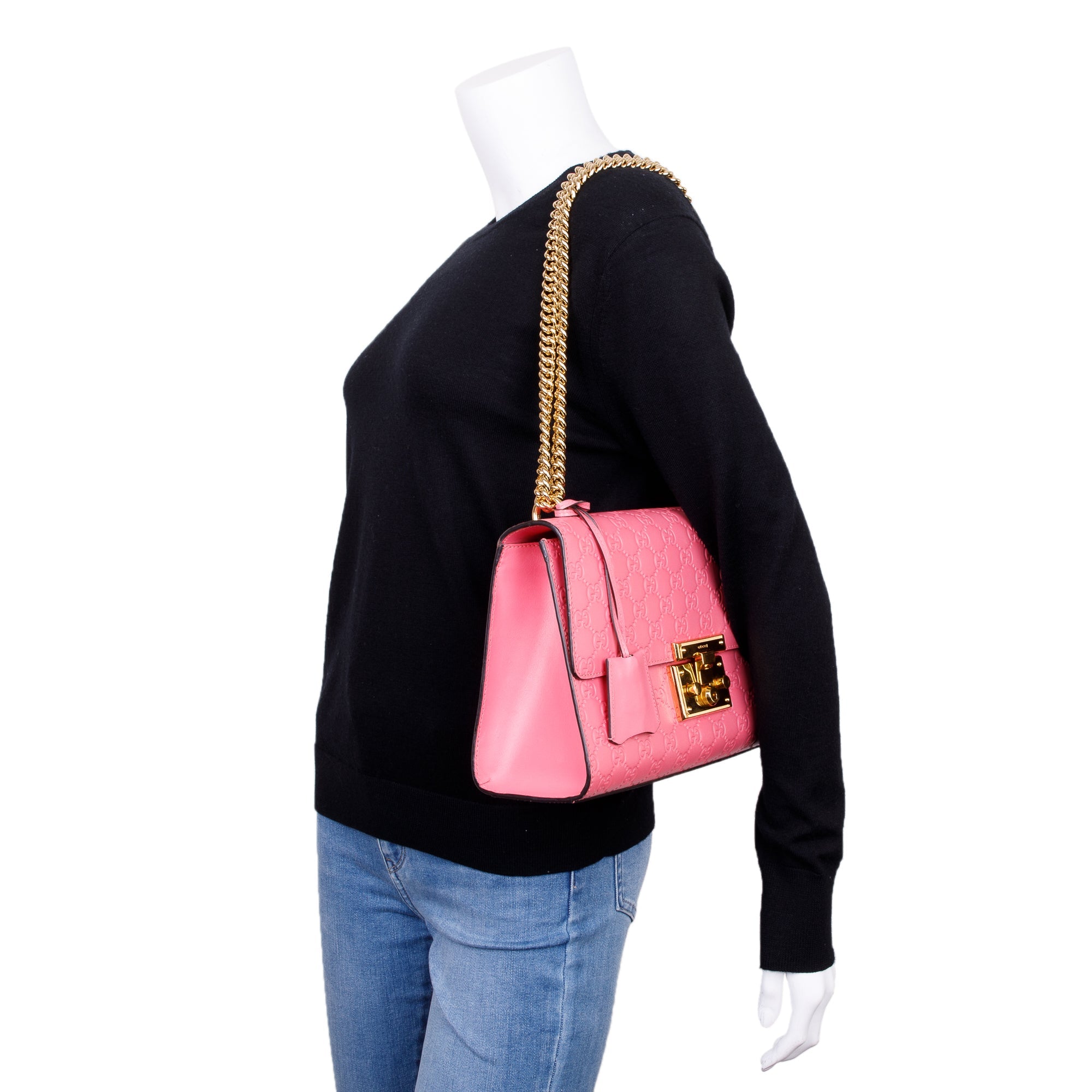 Gucci pink cheap padlock bag