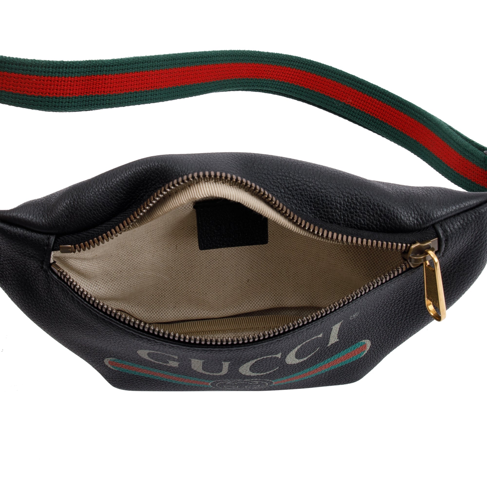 Gucci print 2024 leather belt bag