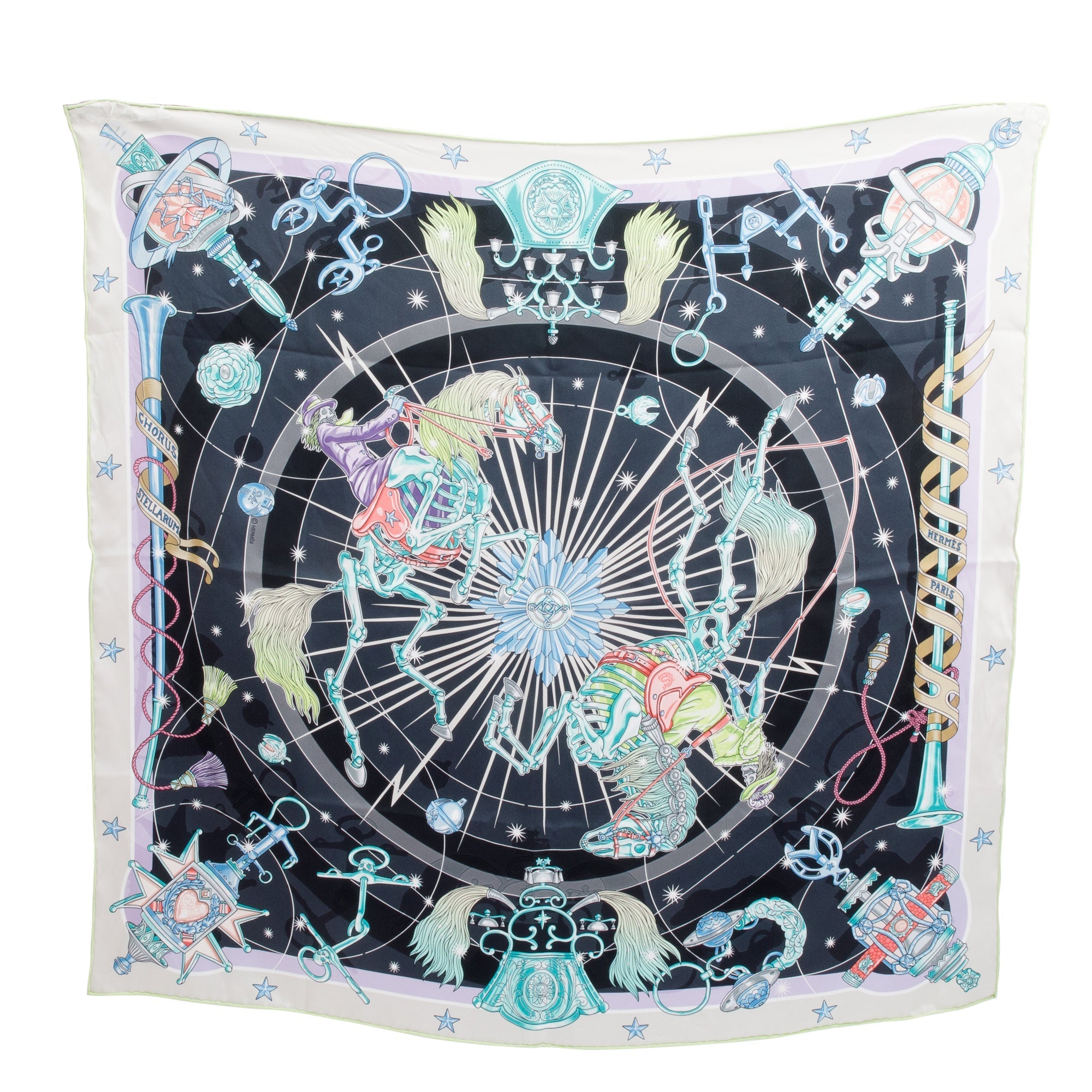 Hermes Black 'Chorus Stellarum' Silk Scarf 70 w/ Box – Oliver Jewellery