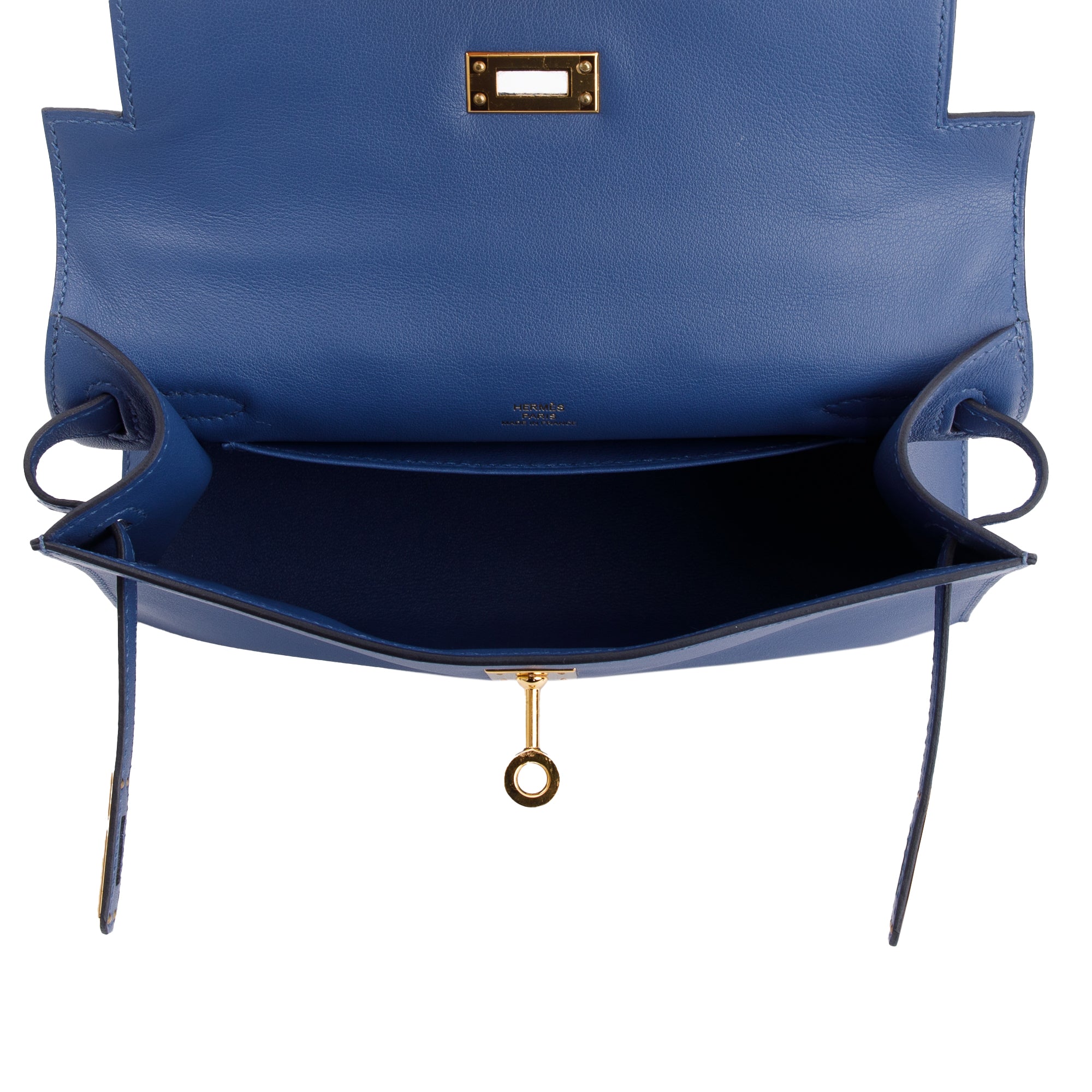 Hermes Navy Blue 7U Swift Kelly Pochette Clutch Bag Handbag