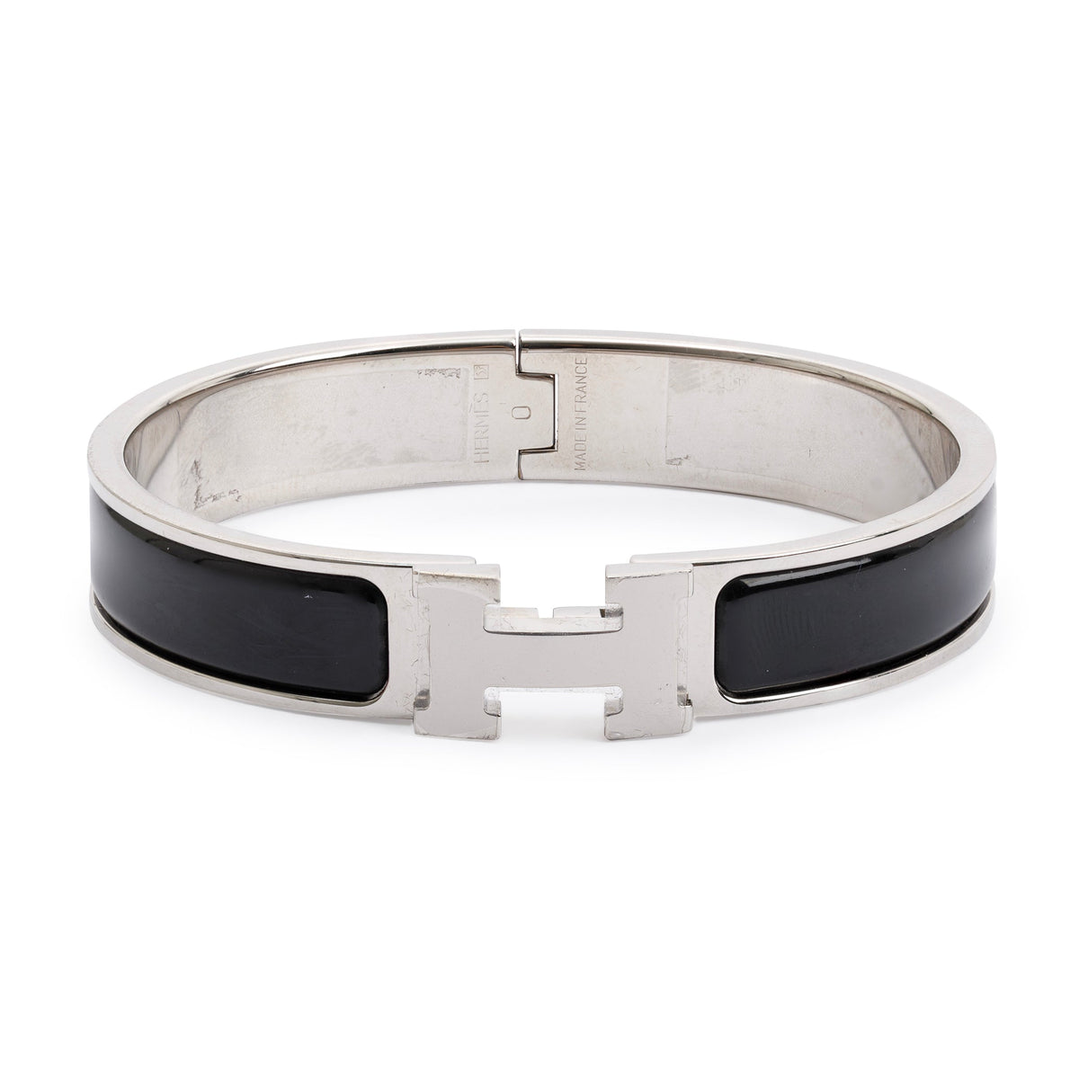 Hermes Paladium-Plated Black Enamel 12 MM Clic H Bracelet – Oliver ...