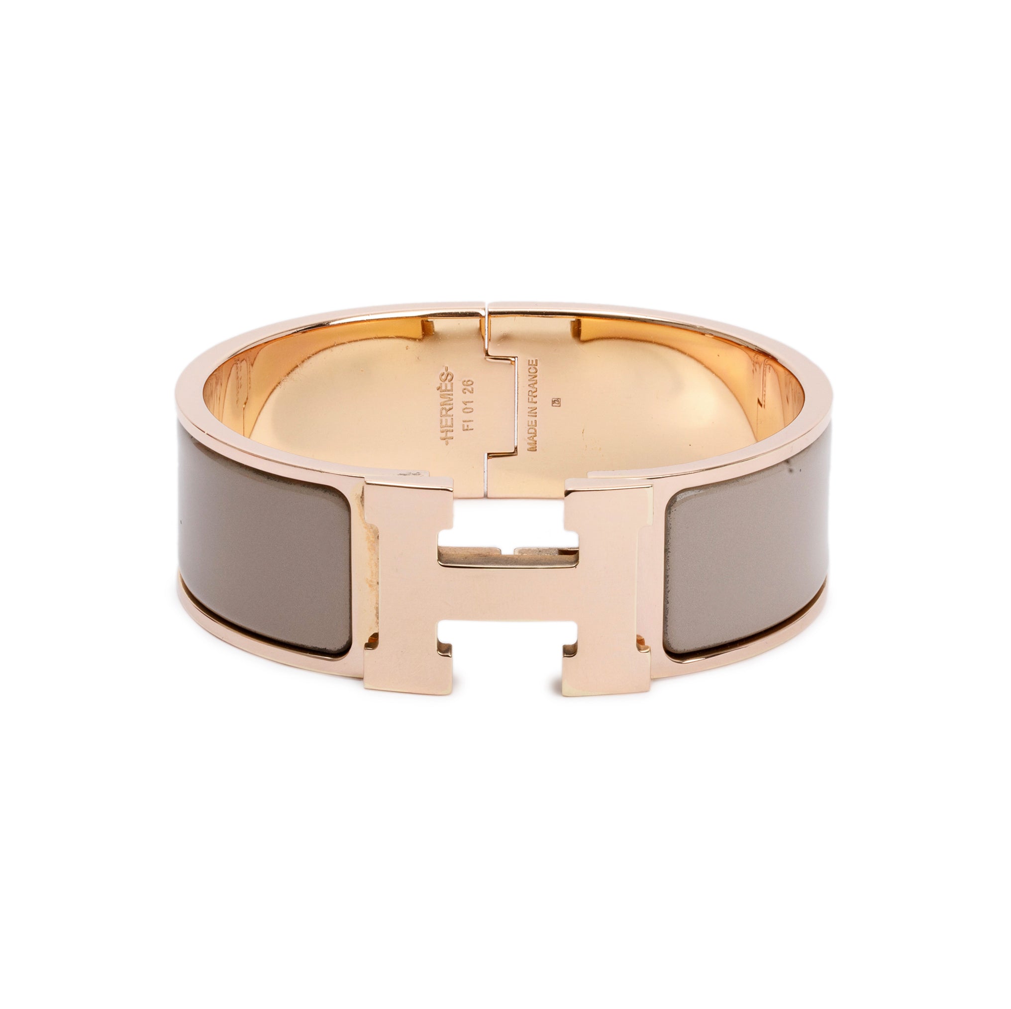 New Hermès CLIC H bracelet Taupe Gold-plated ref.191429 - Joli Closet