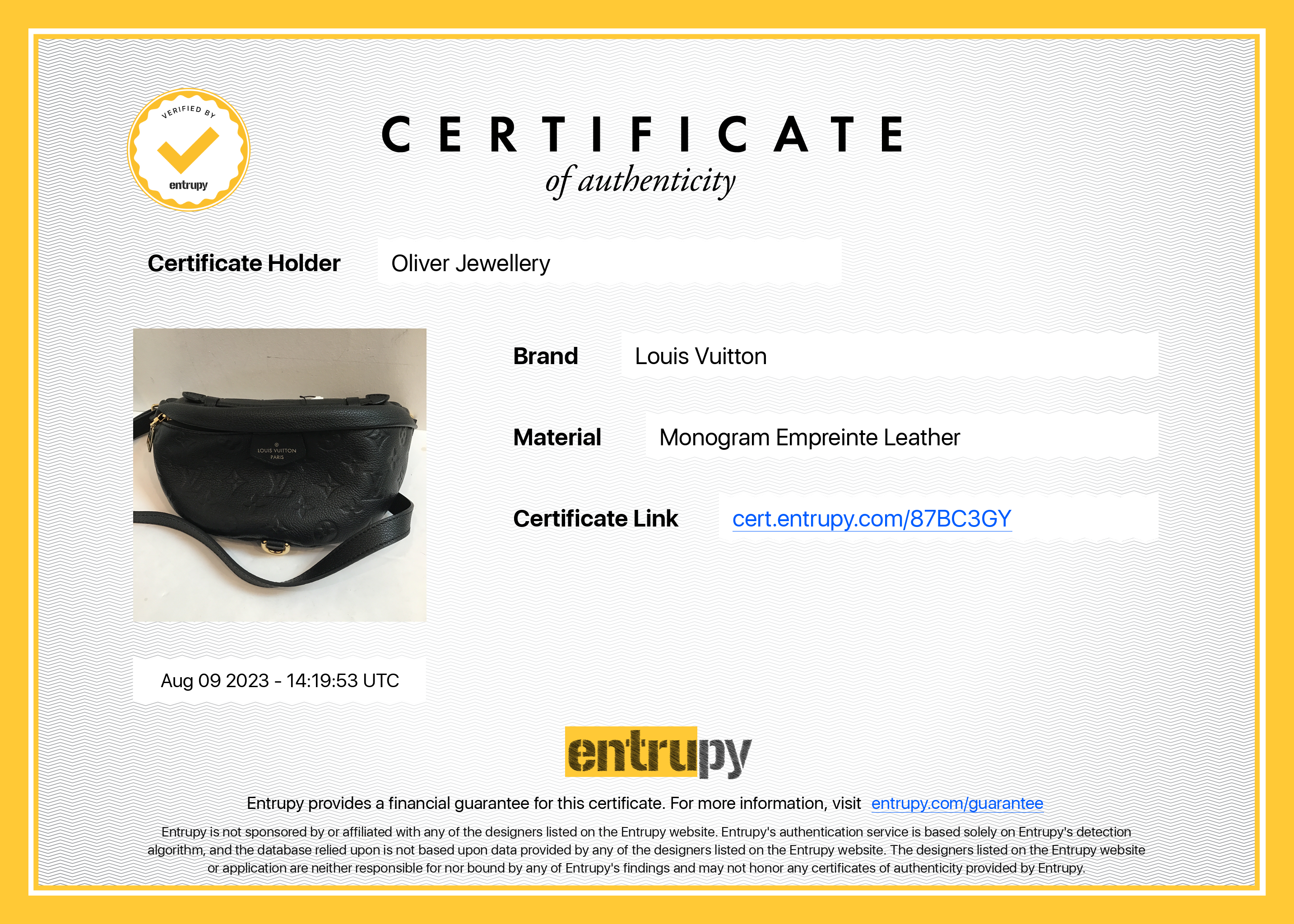 Louis Vuitton 2022 Black Monogram Empreinte Bumbag – Oliver Jewellery