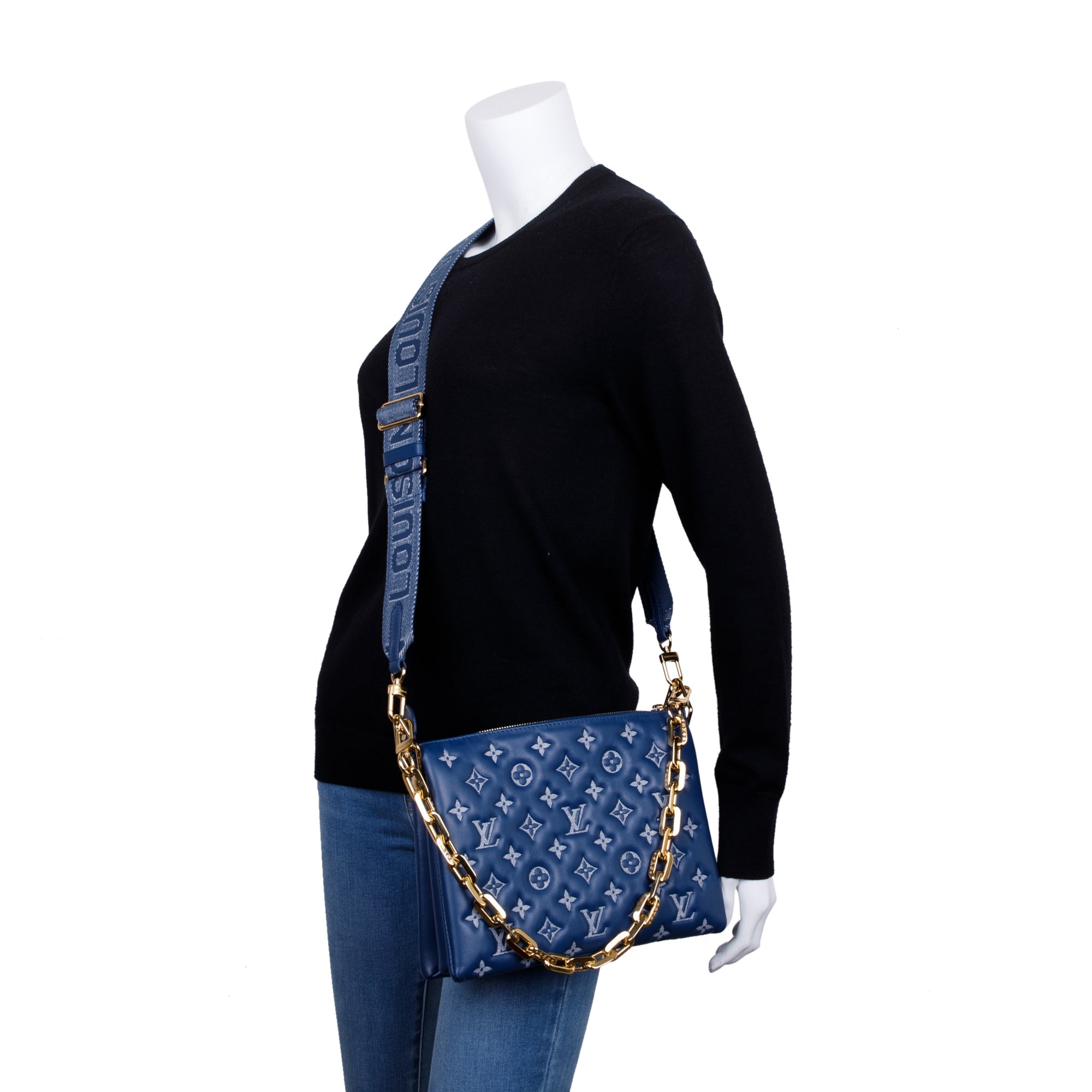 Louis Vuitton Coussin Bag Monogram Embossed, Blue, Lambskin