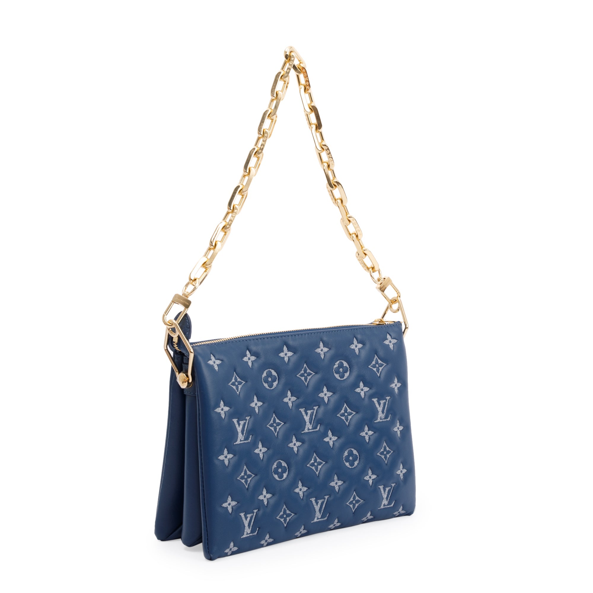 Louis Vuitton Coussin Bag Monogram Embossed, Blue, Lambskin
