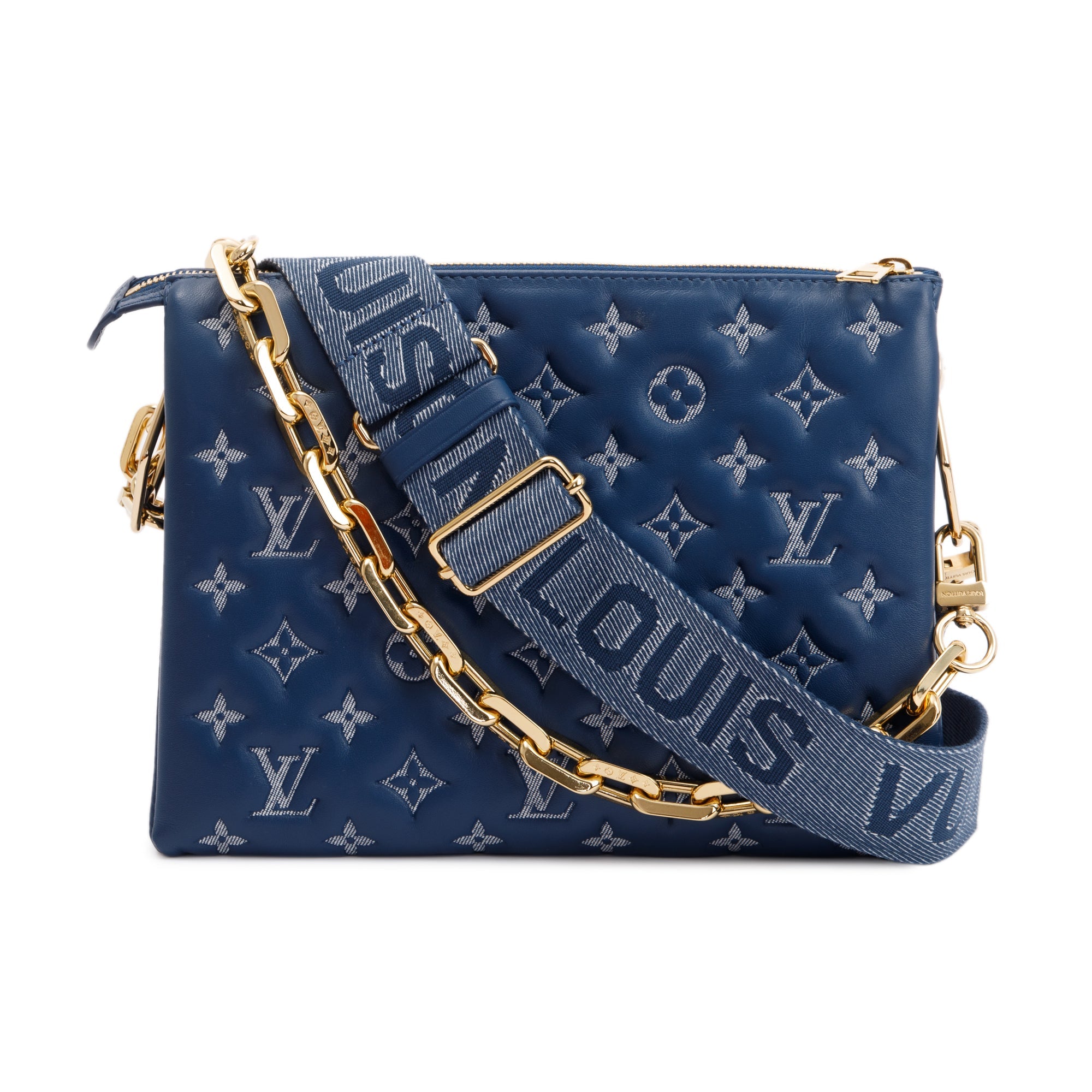 Louis Vuitton Coussin Bag Monogram Embossed, Blue, Lambskin