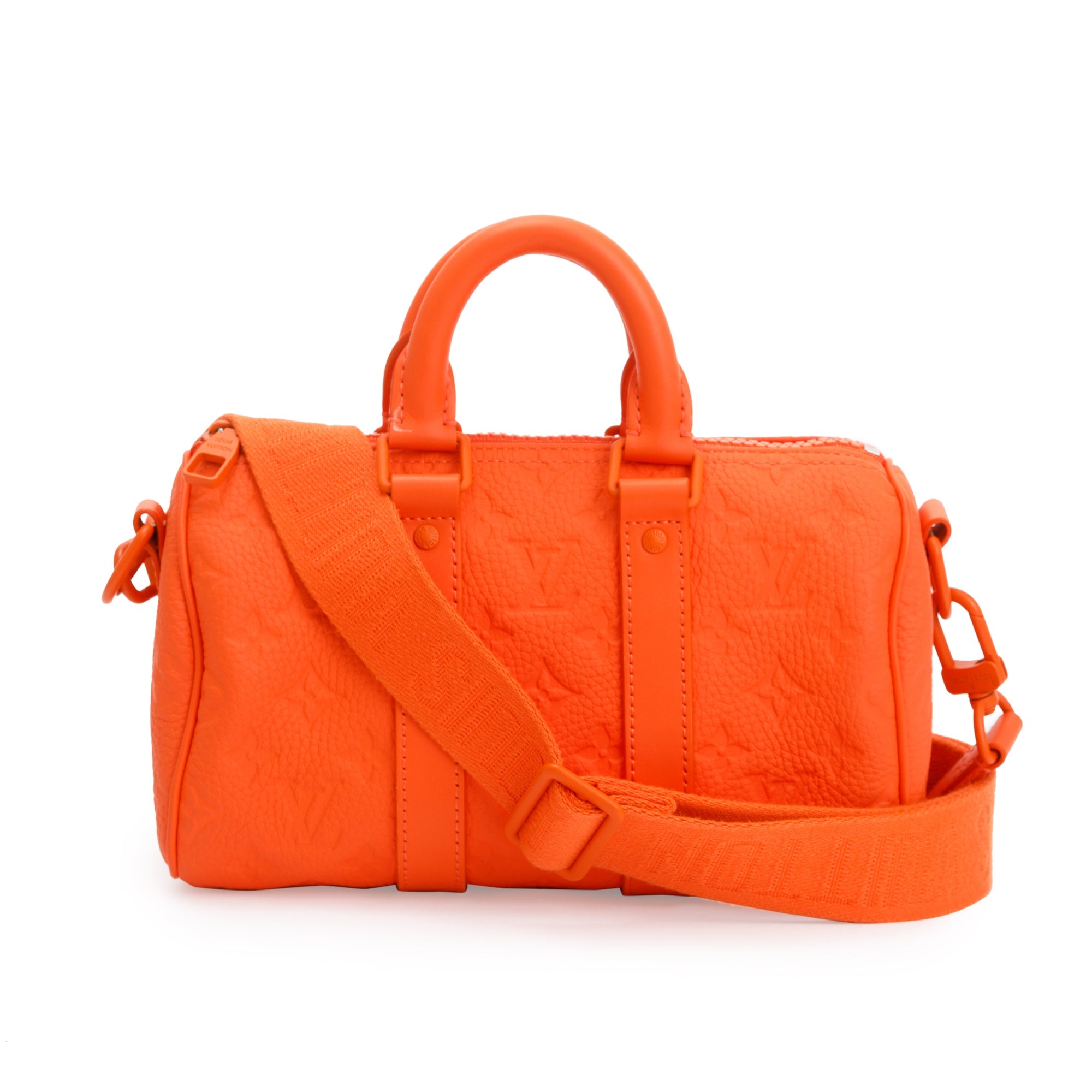 Louis Vuitton 2022 Orange Monogram Taurillion Leather Keepall Bandouli –  Oliver Jewellery