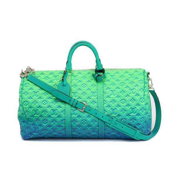 Louis Vuitton Keepall Tote Taurillon Illusion Blue/Green in Leather with  Silver-tone - GB