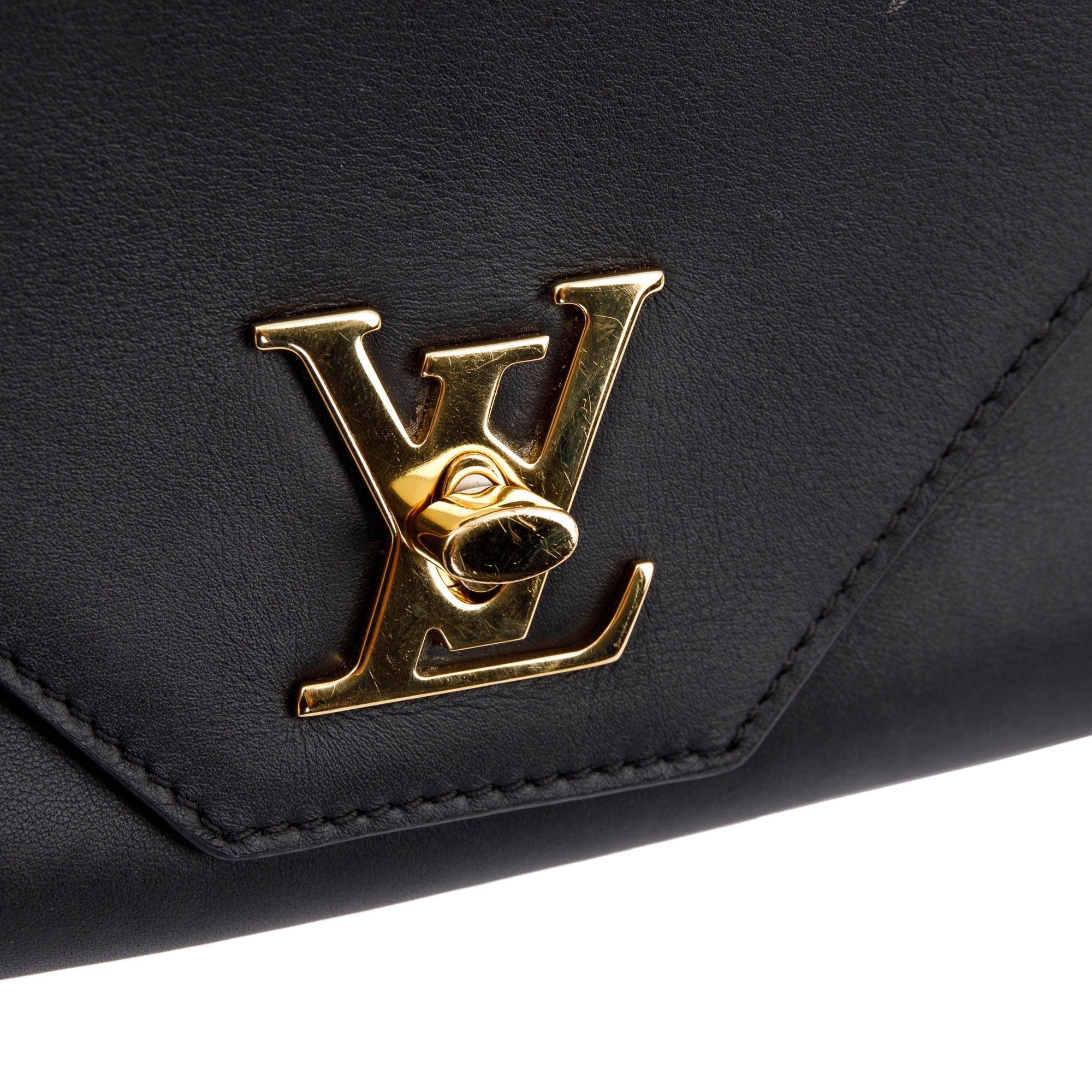 LOUIS VUITTON Love Note Metallic Calfskin Chain Shoulder Bag Gold Silv